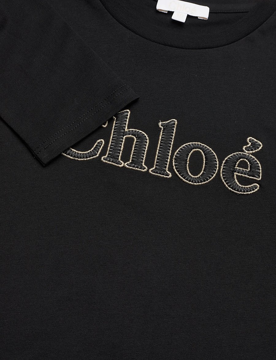 Chloé - Logo Long Sleeve Top - långärmade t-shirts - black - 2