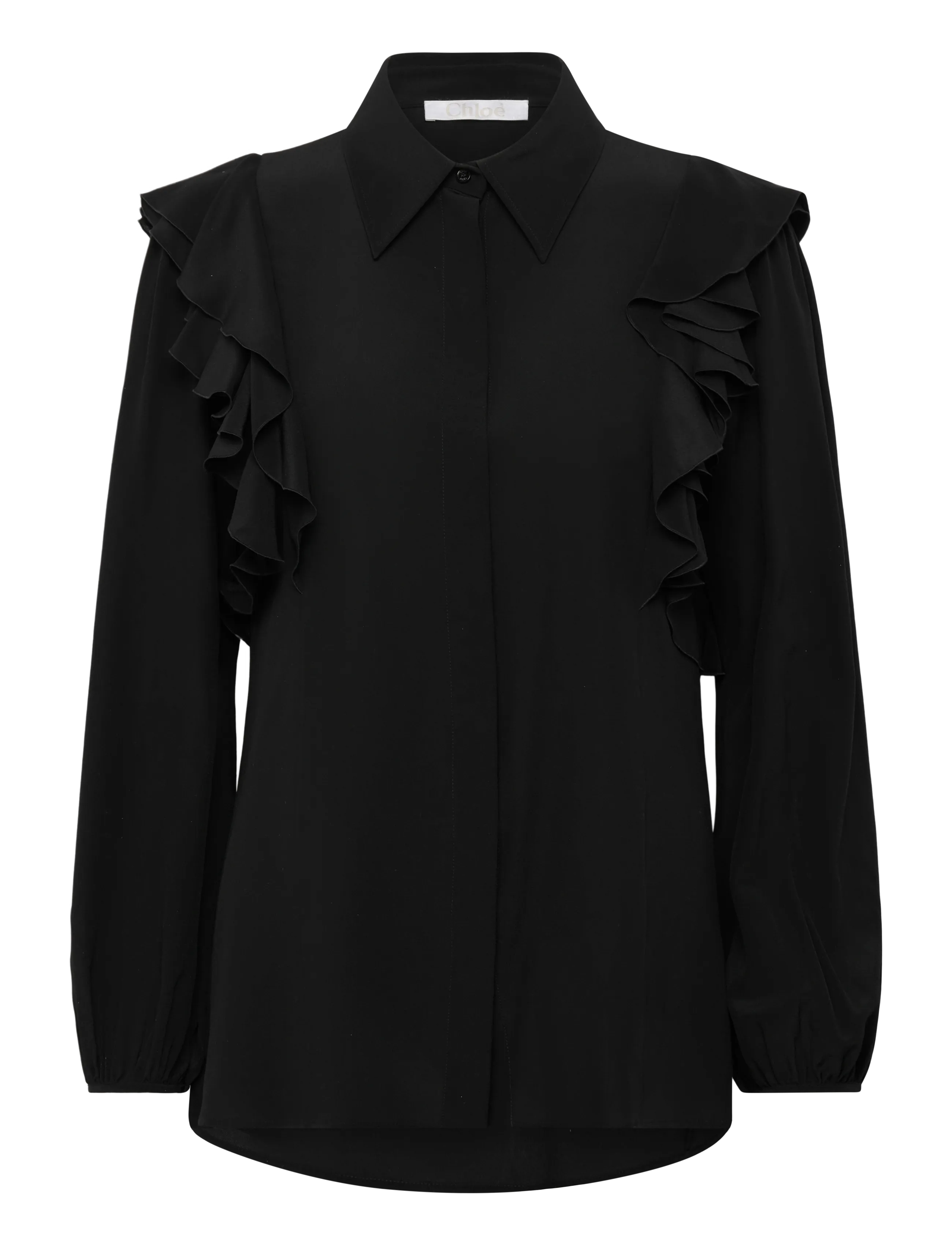Chloé Silk shirt with lace details - Tøj - BLACK / black