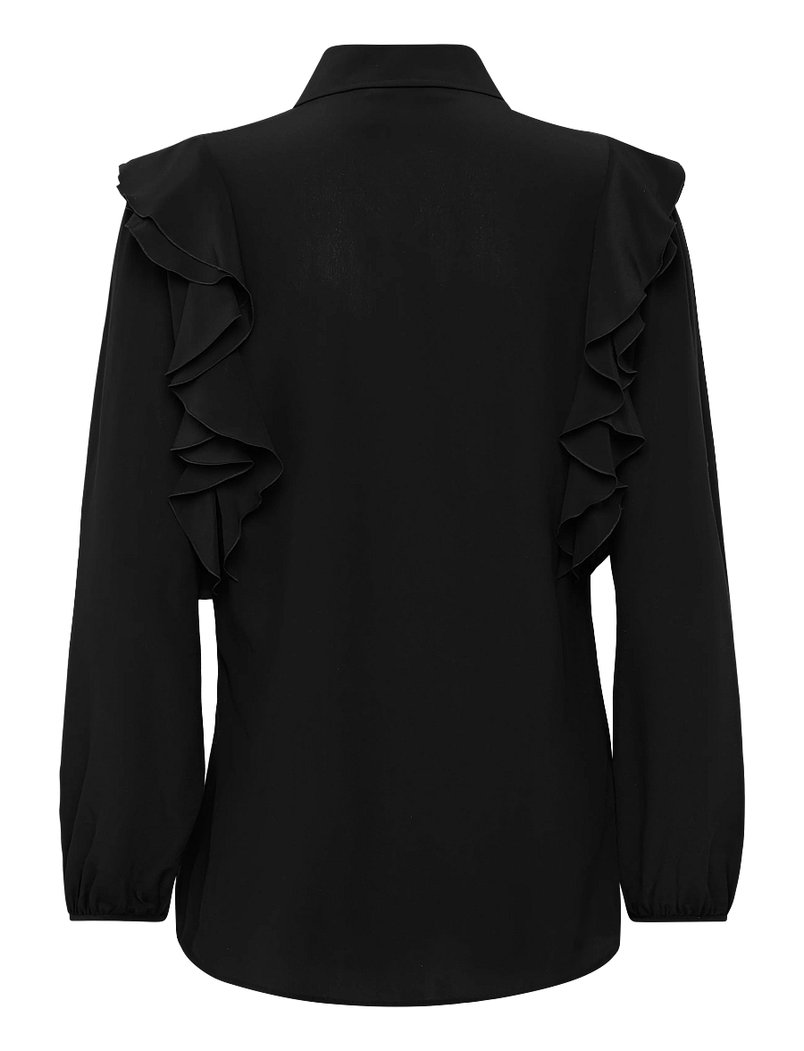 Chloé - Silk shirt with lace details - teksasärgid - black - 2