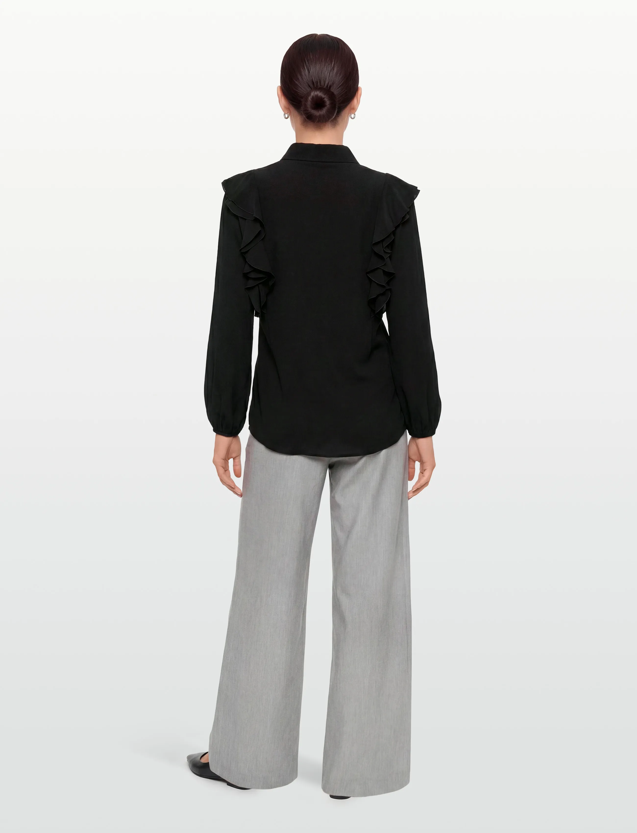 Chloé - Silk shirt with lace details - denim shirts - black - 4