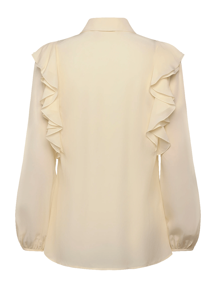 Chloé - Silk shirt with lace details - teksasärgid - white - 1