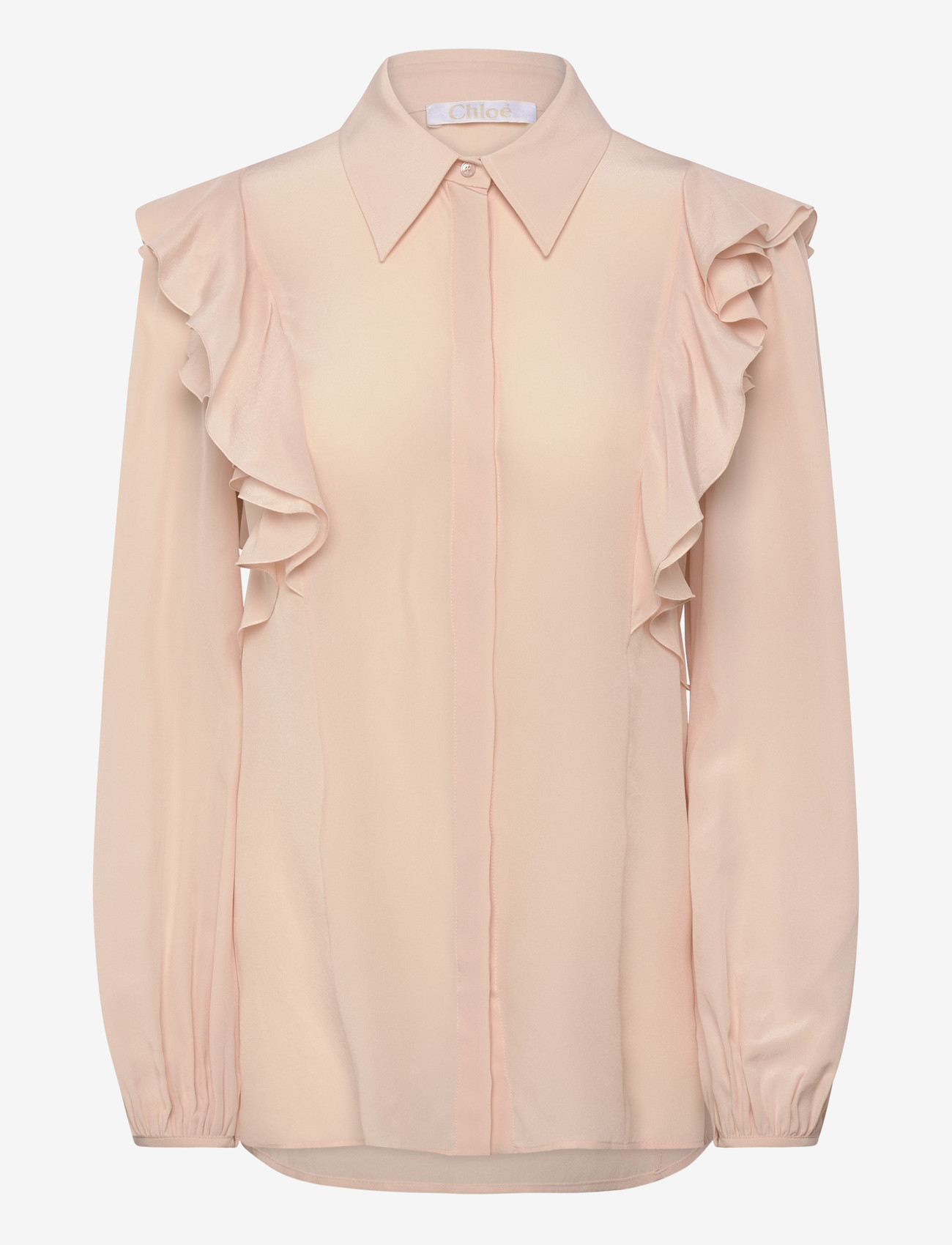 Chloé - Silk shirt with lace details - teksasärgid - pink - 1