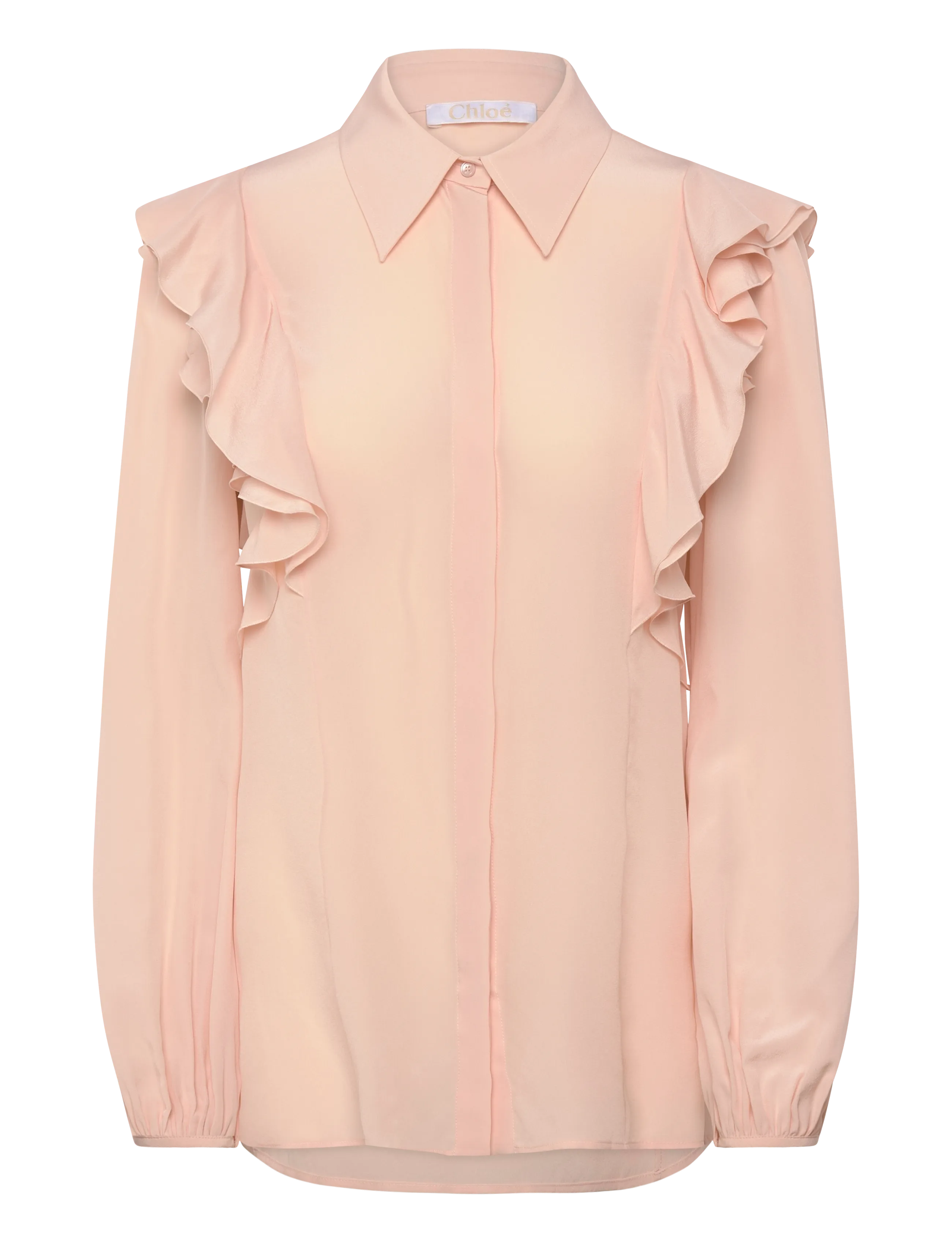 Chloé Silk shirt with lace details - Tøj - PINK / pink/rose