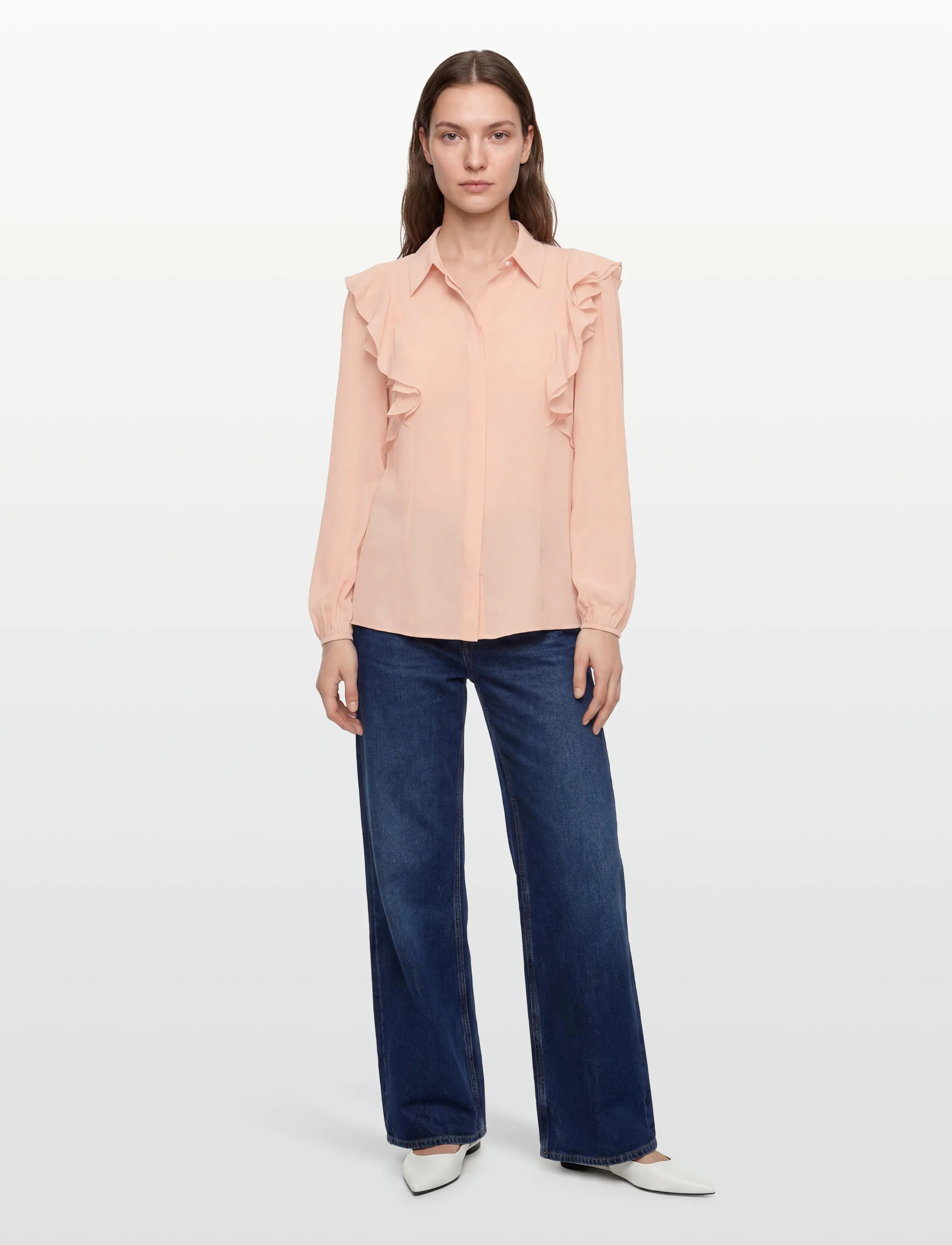 Chloé Silk Shirt With Lace Details, 36, Shirts, Rosa - Long-sleeved, Frauen