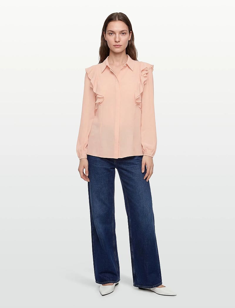 Chloé - Silk shirt with lace details - teksasärgid - pink - 0