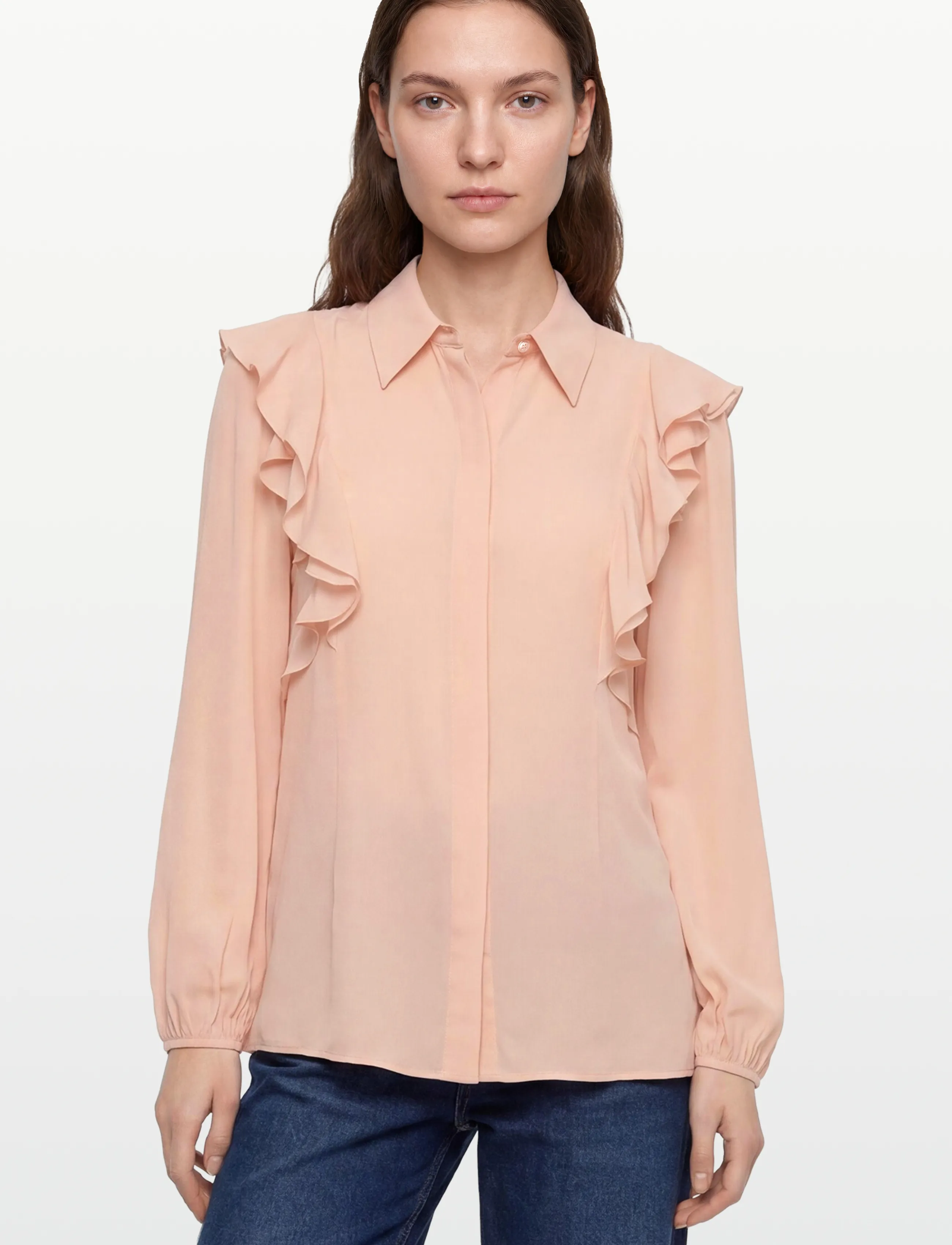 Chloé - Silk shirt with lace details - jeanshemden - pink - 3