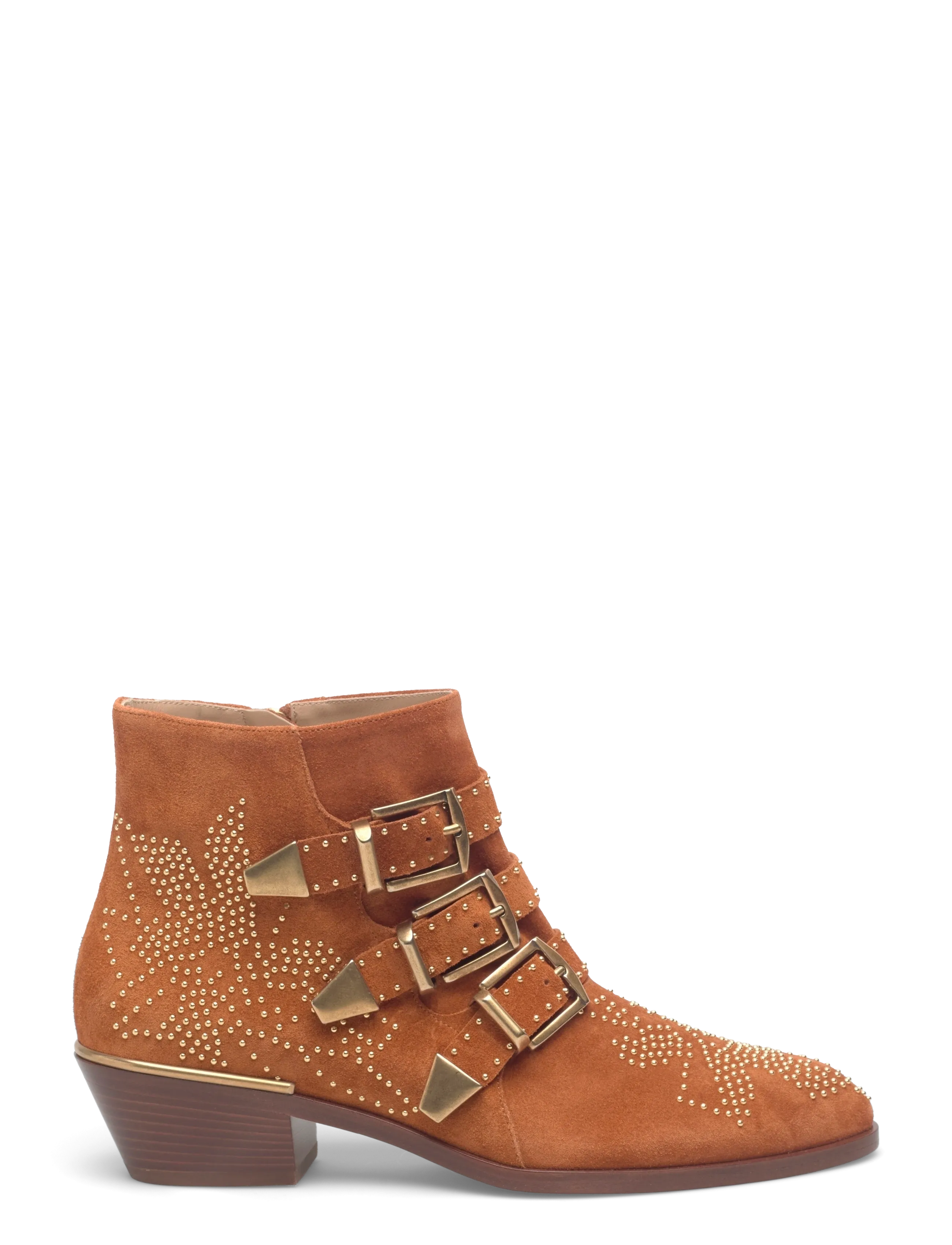 Chloé - Susanna studded suede ankle boots - heeled ankle boots - brown - 1
