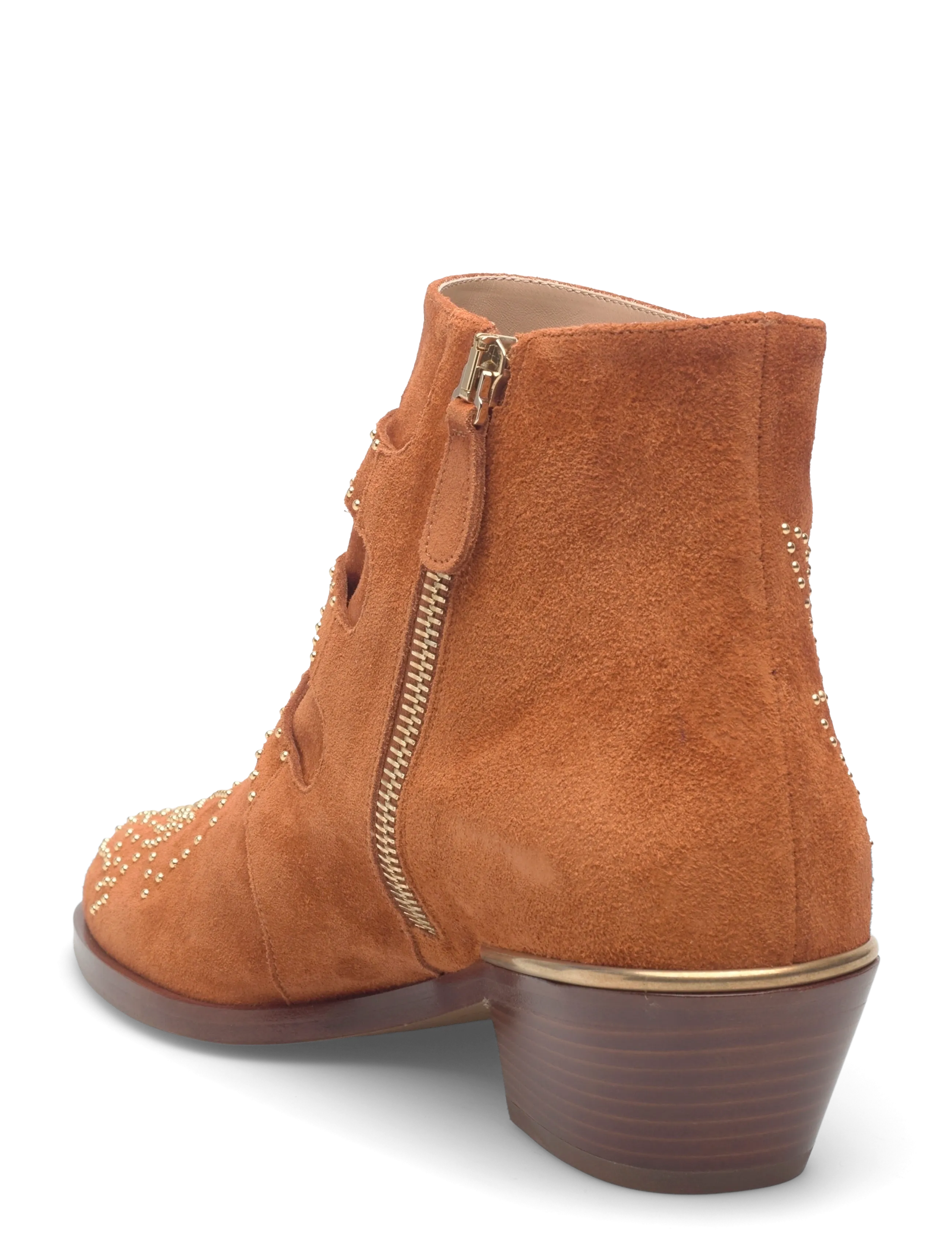 Chloé - Susanna studded suede ankle boots - heeled ankle boots - brown - 2