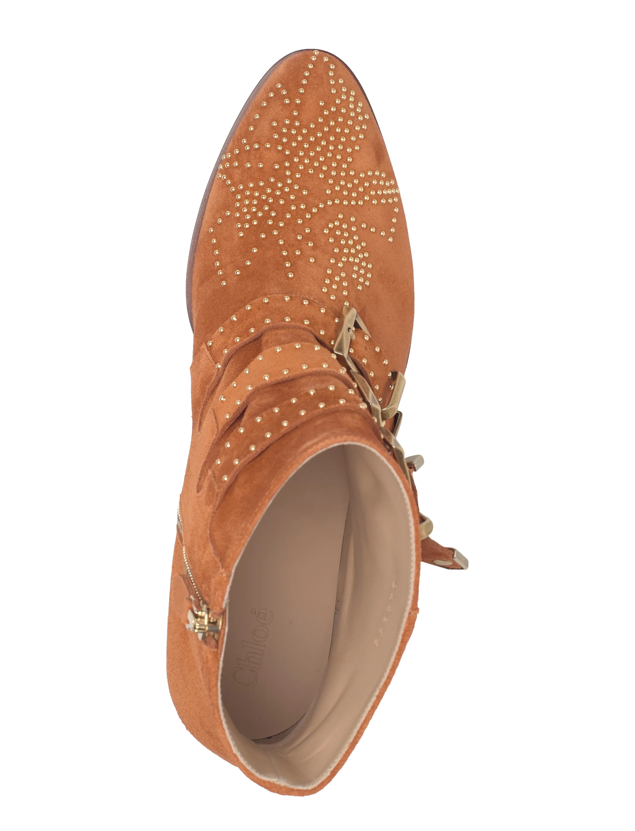 Chloé - Susanna studded suede ankle boots - heeled ankle boots - brown - 3