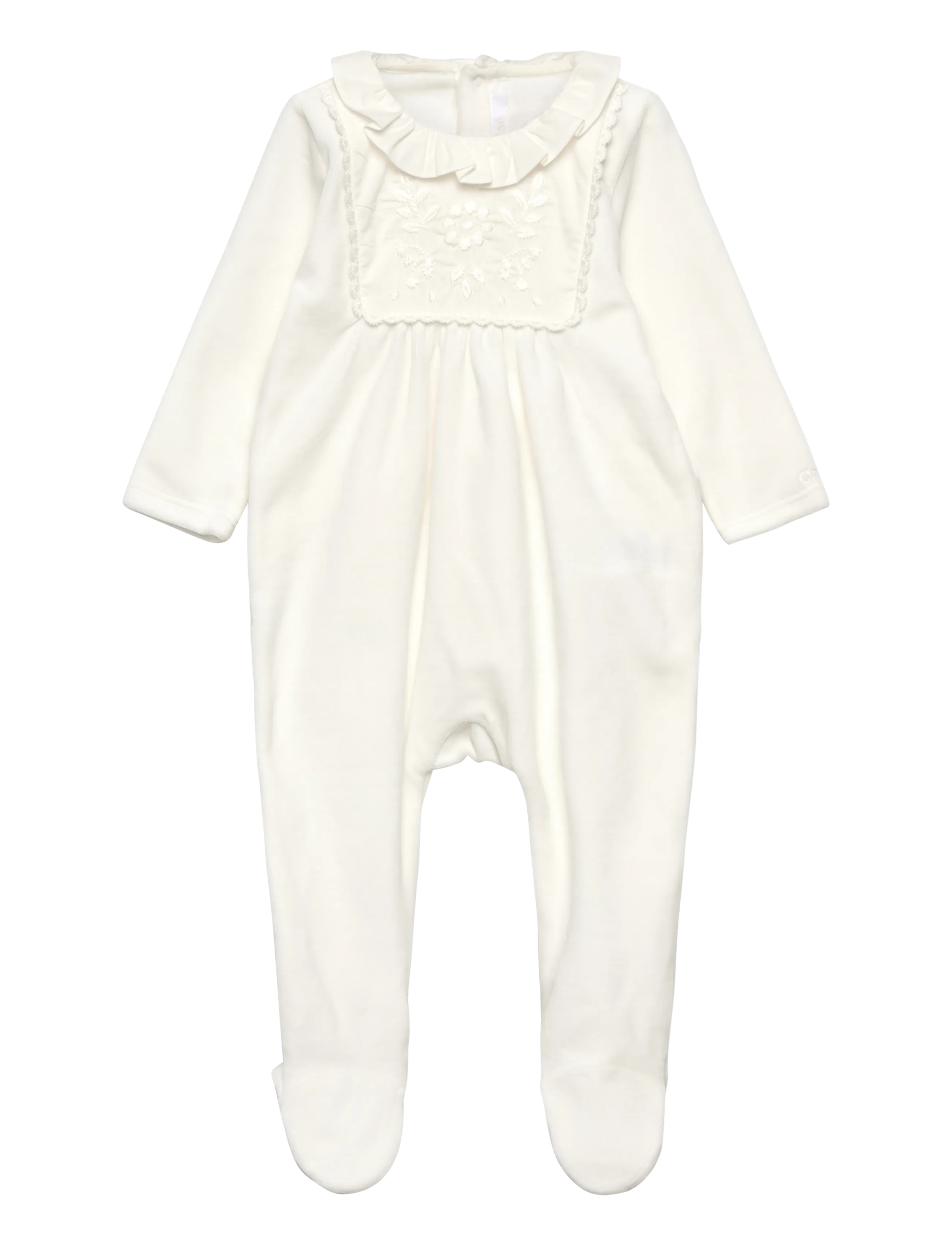 Chloé Ivory Logo Babygrow, 12 M, Bodys, Weiß - Long-sleeved Kinder