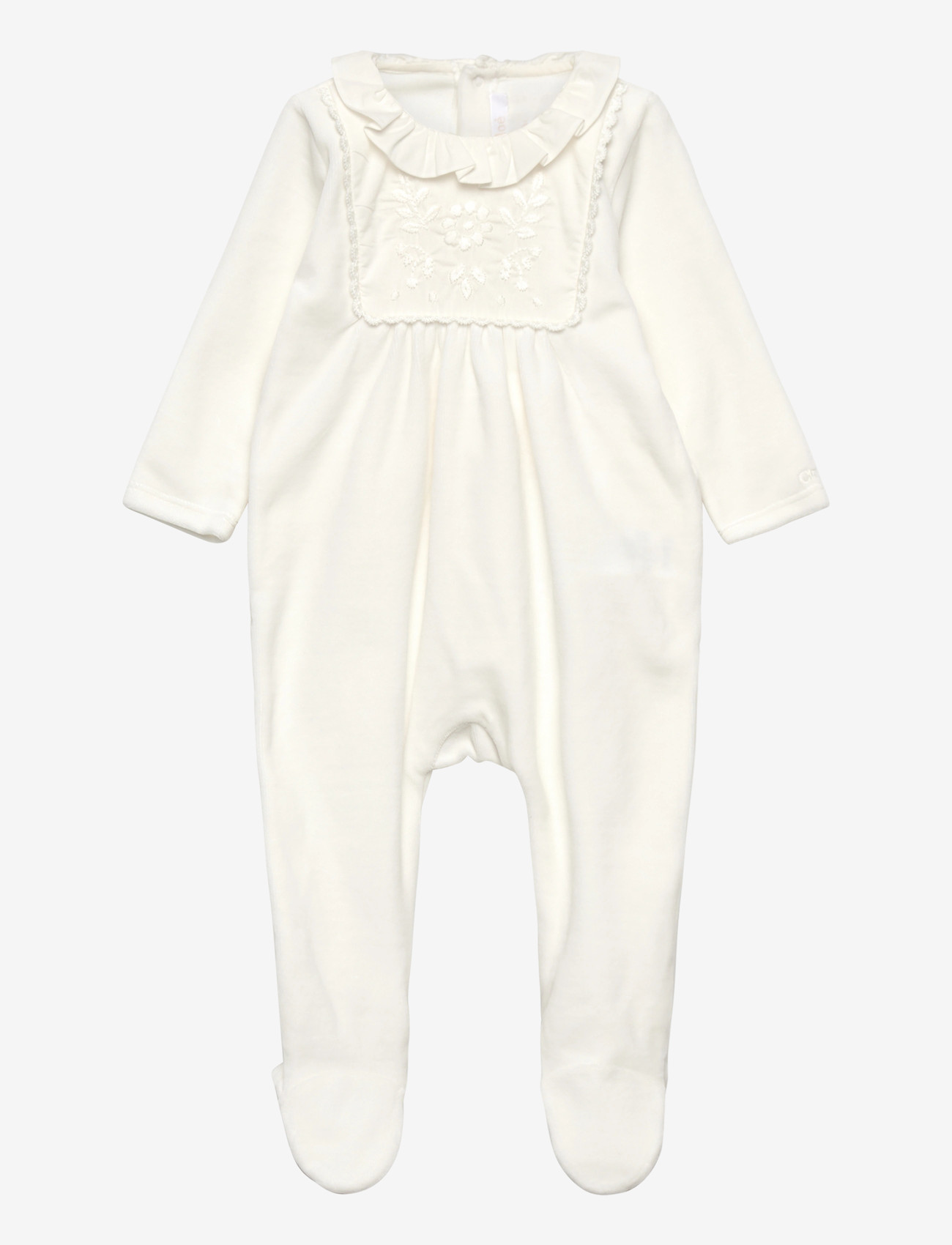 Chloé - Ivory Logo Babygrow - långärmade bodysuits - white - 0