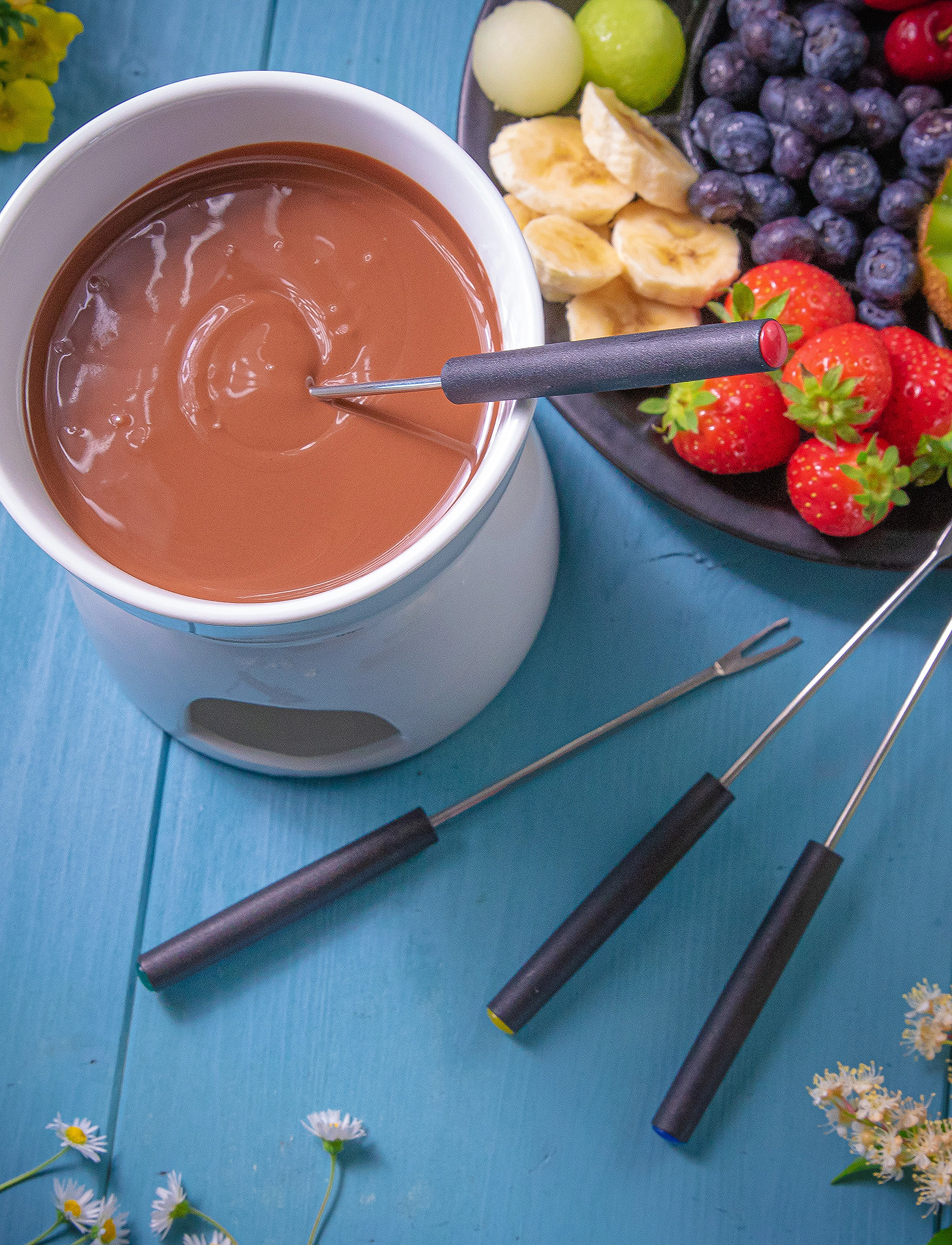 cilio - Chocolate fondue with 6 pieces - service à fondue - white - 2