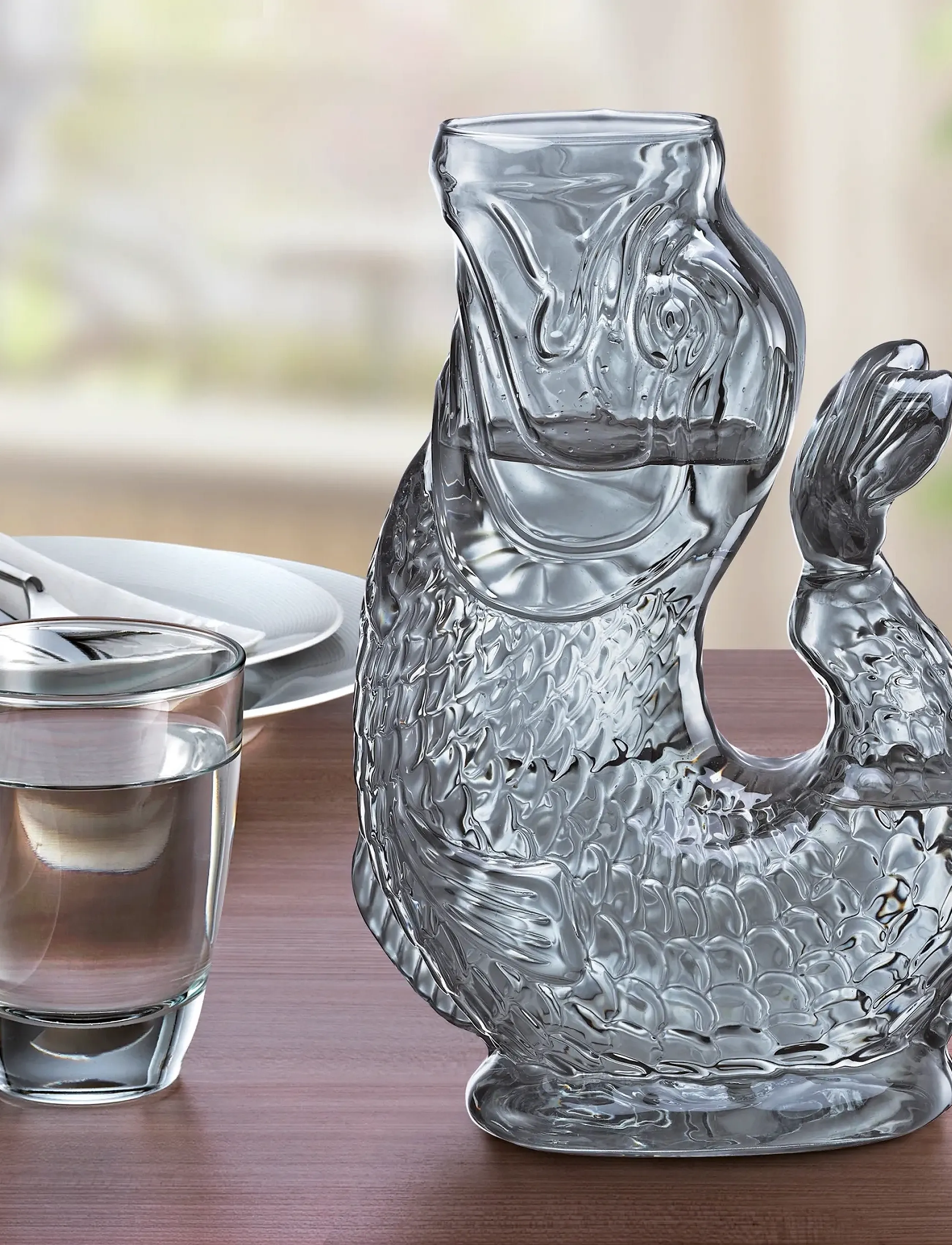 cilio Vandkaraffel Fisk, Grå, Glas, Nemo, 1 L, Jugs & Carafes, Grau - Water Carafes Jugs, Homeware