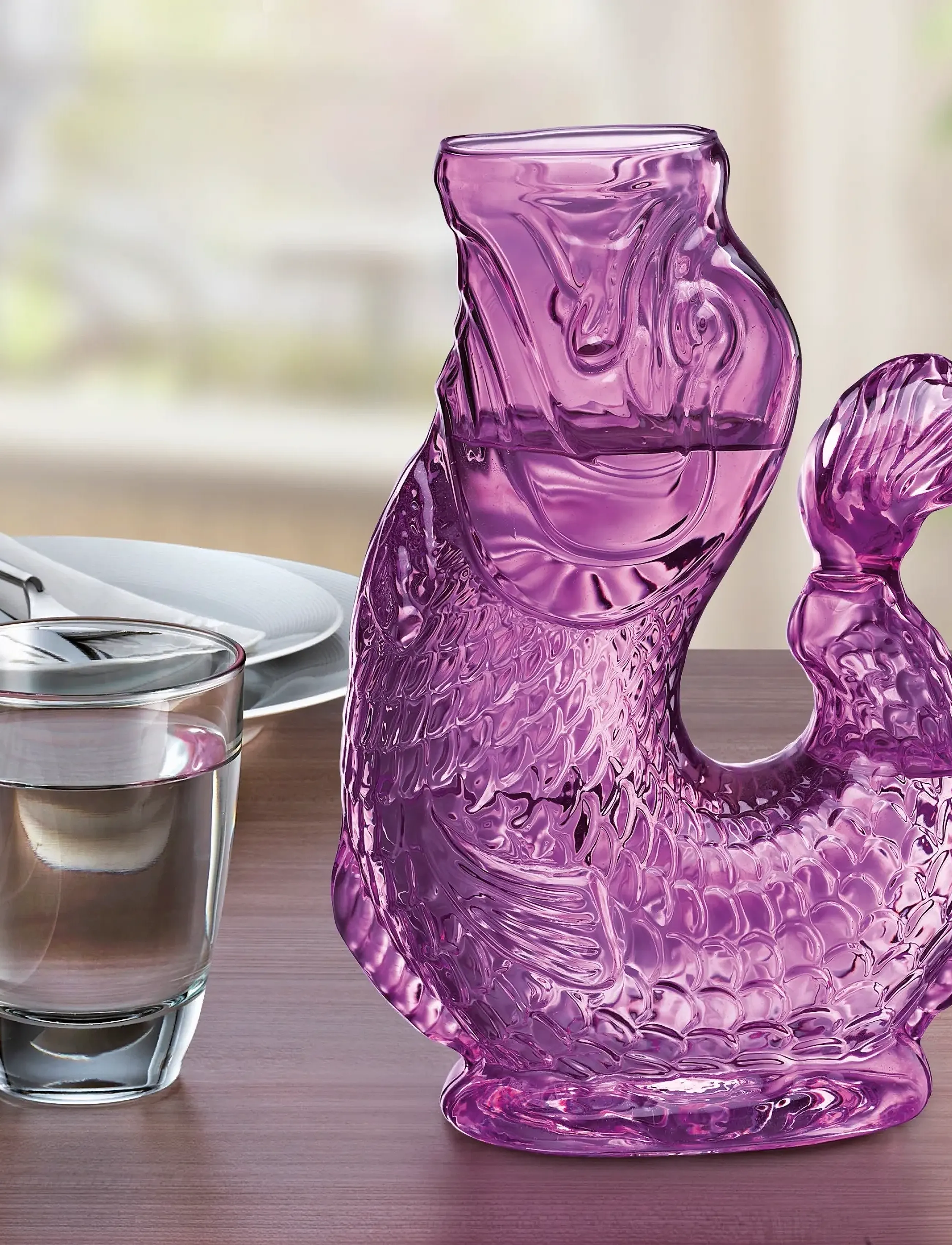 cilio Vandkaraffel Fisk, Lilla, Glas, Nemo, 1 L, Jugs & Carafes, Lila - Water Carafes Jugs, Homeware