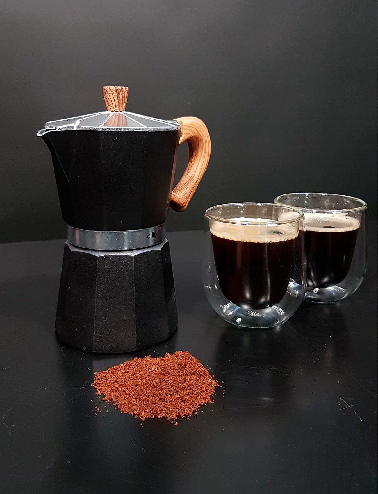cilio - Espresso maker CLASSICO NATURA 3 cups - moka gryter - black - 1