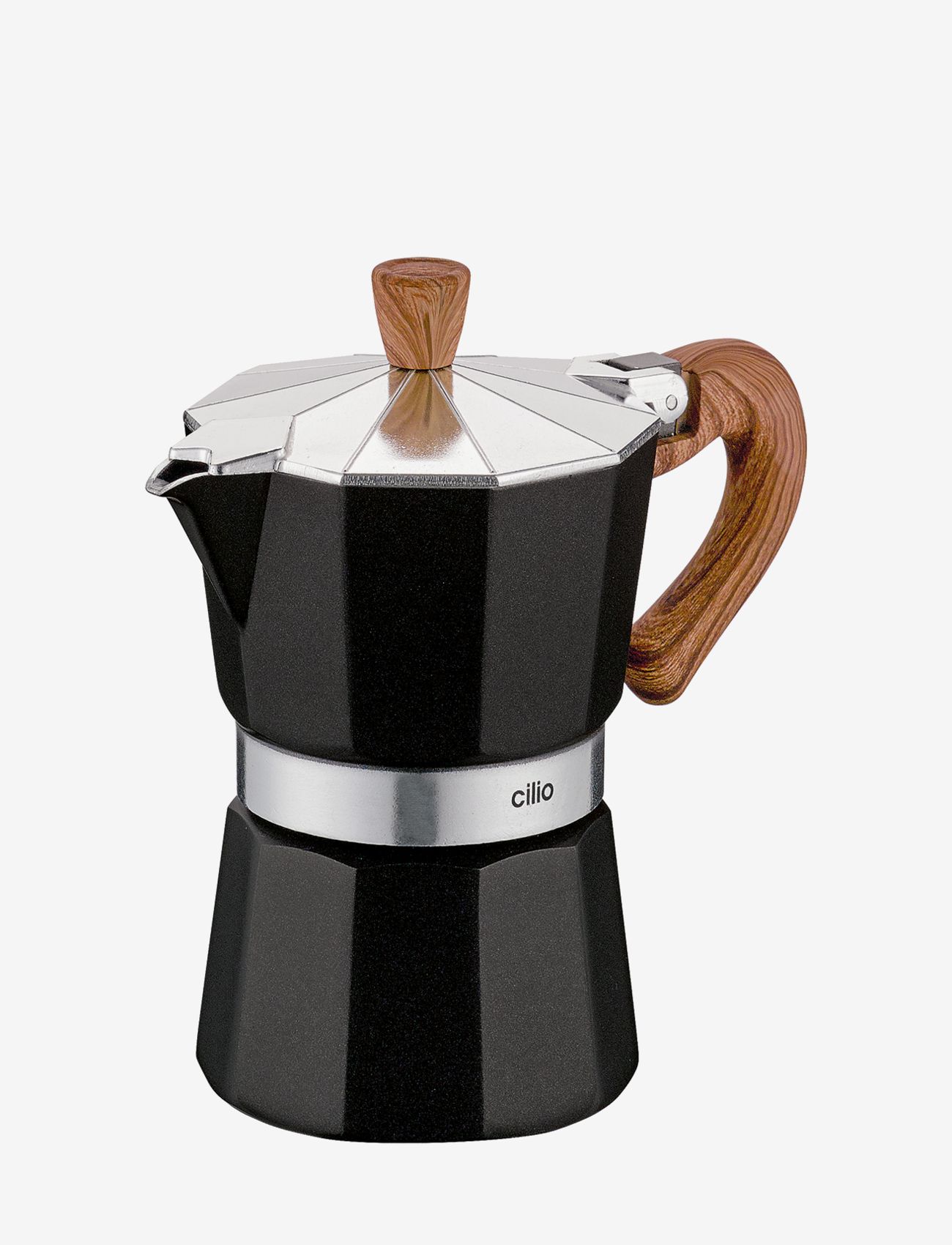 cilio Espressomaker Classico Natura 3 Kopper, Moka-gryde, Sort, Str: 3 CUPS