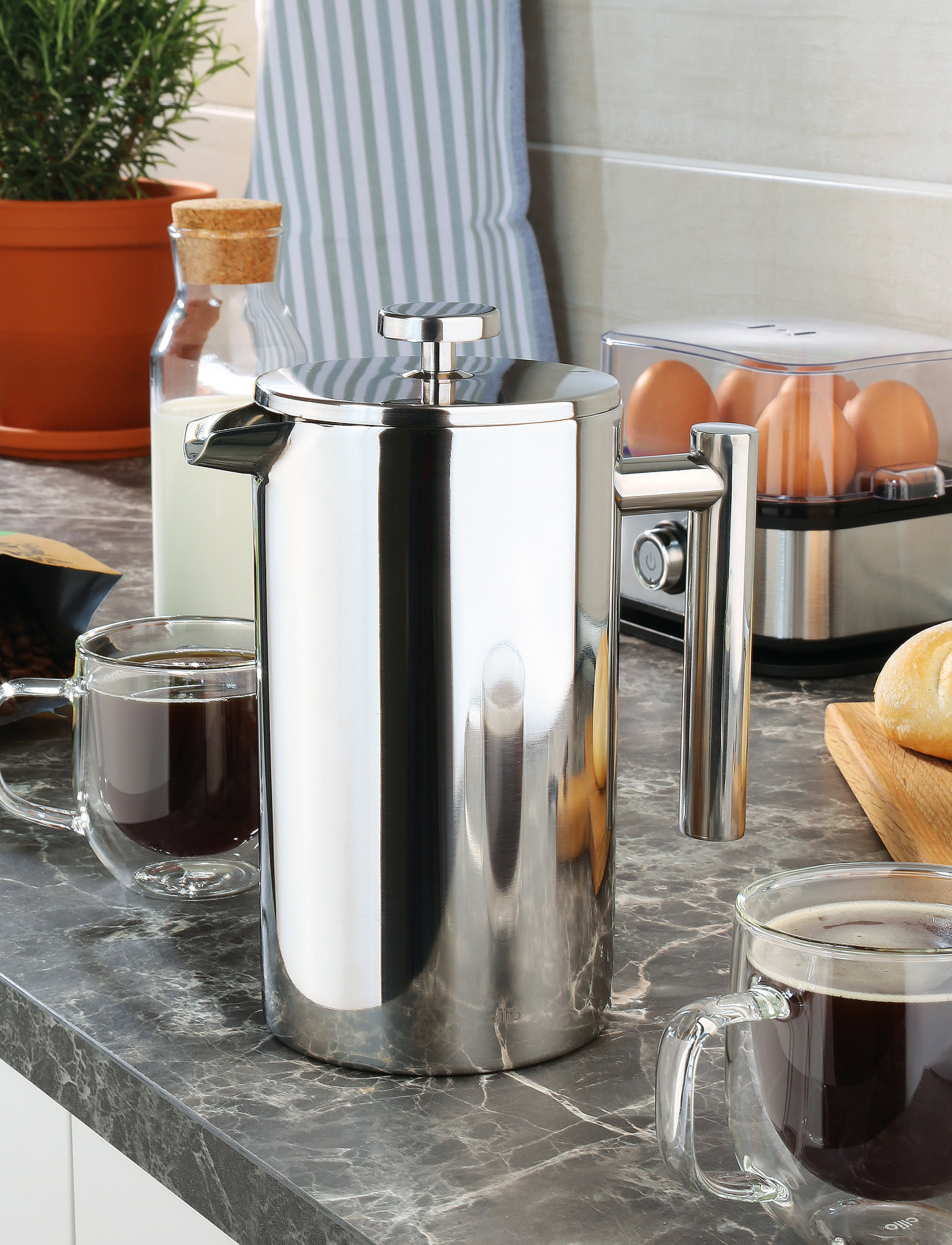 cilio Stempelkande Sara 1L, 8 Kopper, CUPS, Coffee Makers, Silber - Press, Homeware