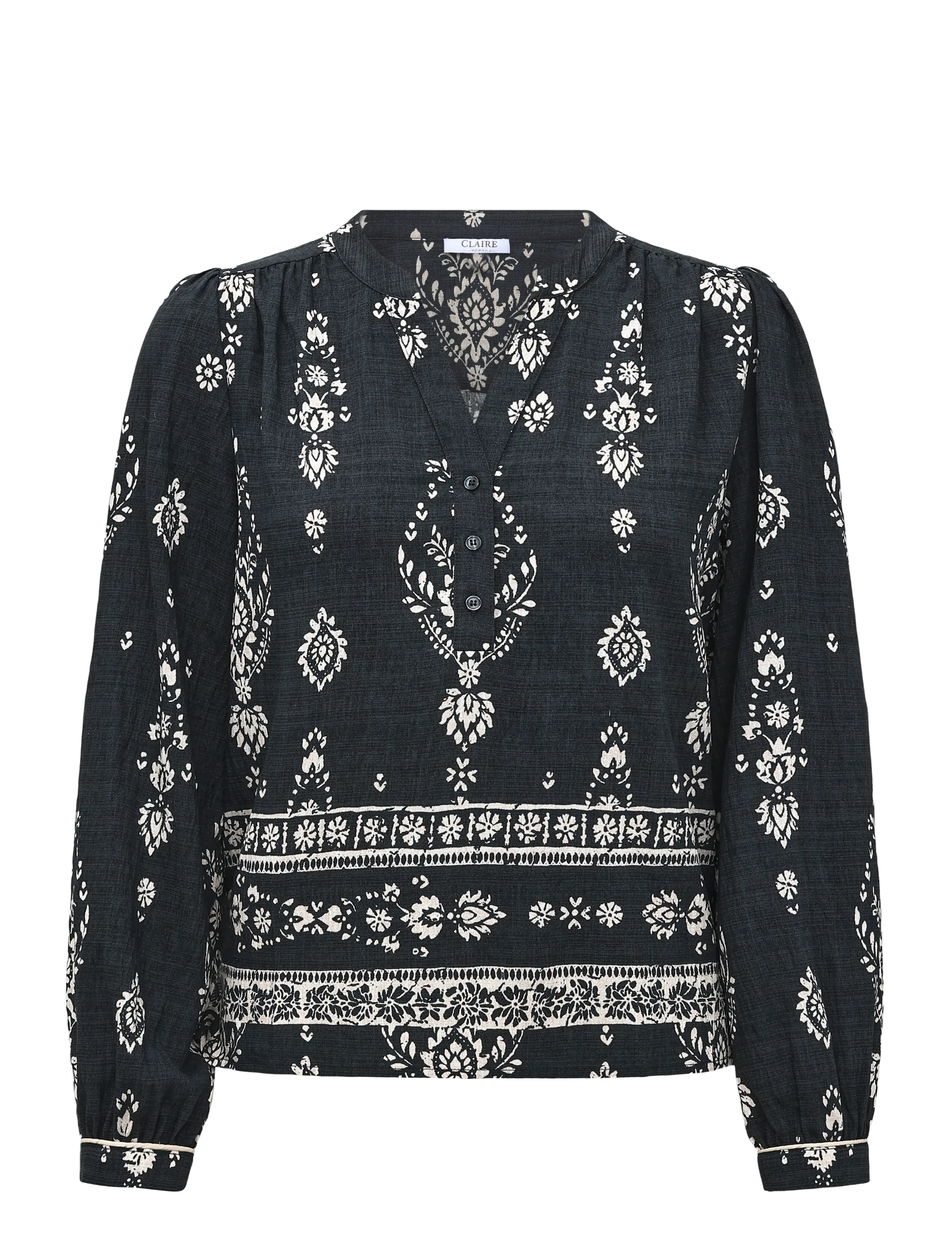 Claire Woman - Cwseverine - long sleeved blouses - black - 1