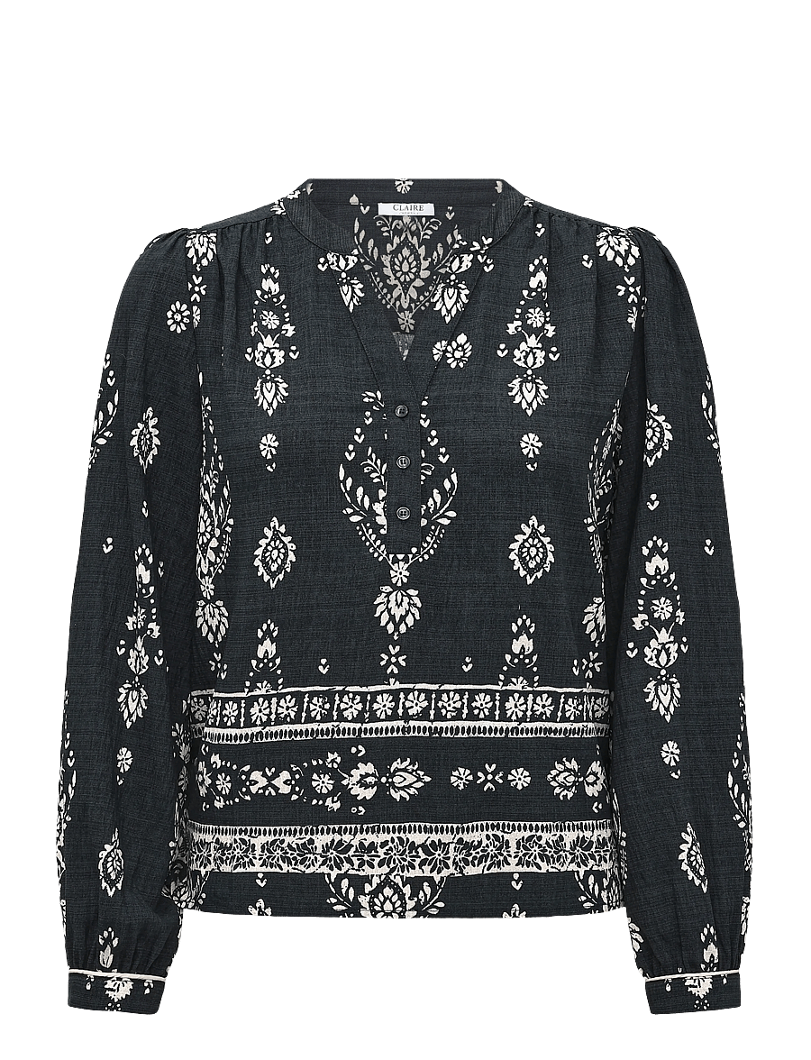Claire Woman - Cwseverine - long sleeved blouses - black - 1