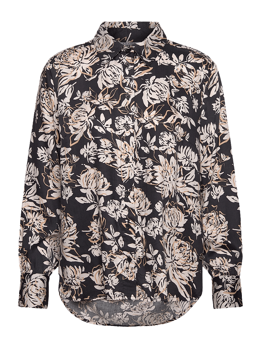 Claire Woman - CWRenee Peonies - Shirt - langärmlige hemden - black - 0