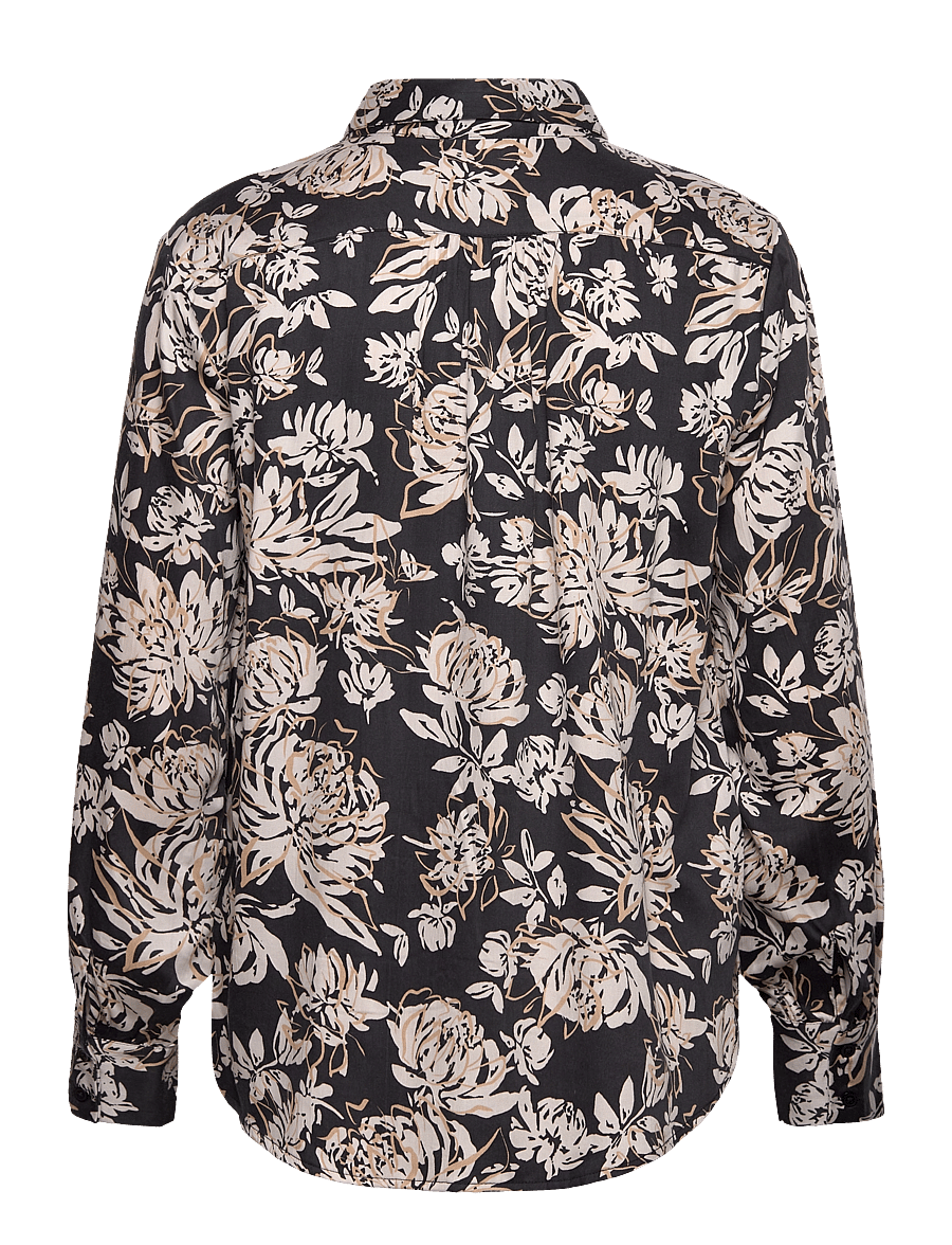 Claire Woman - CWRenee Peonies - Shirt - langärmlige hemden - black - 1