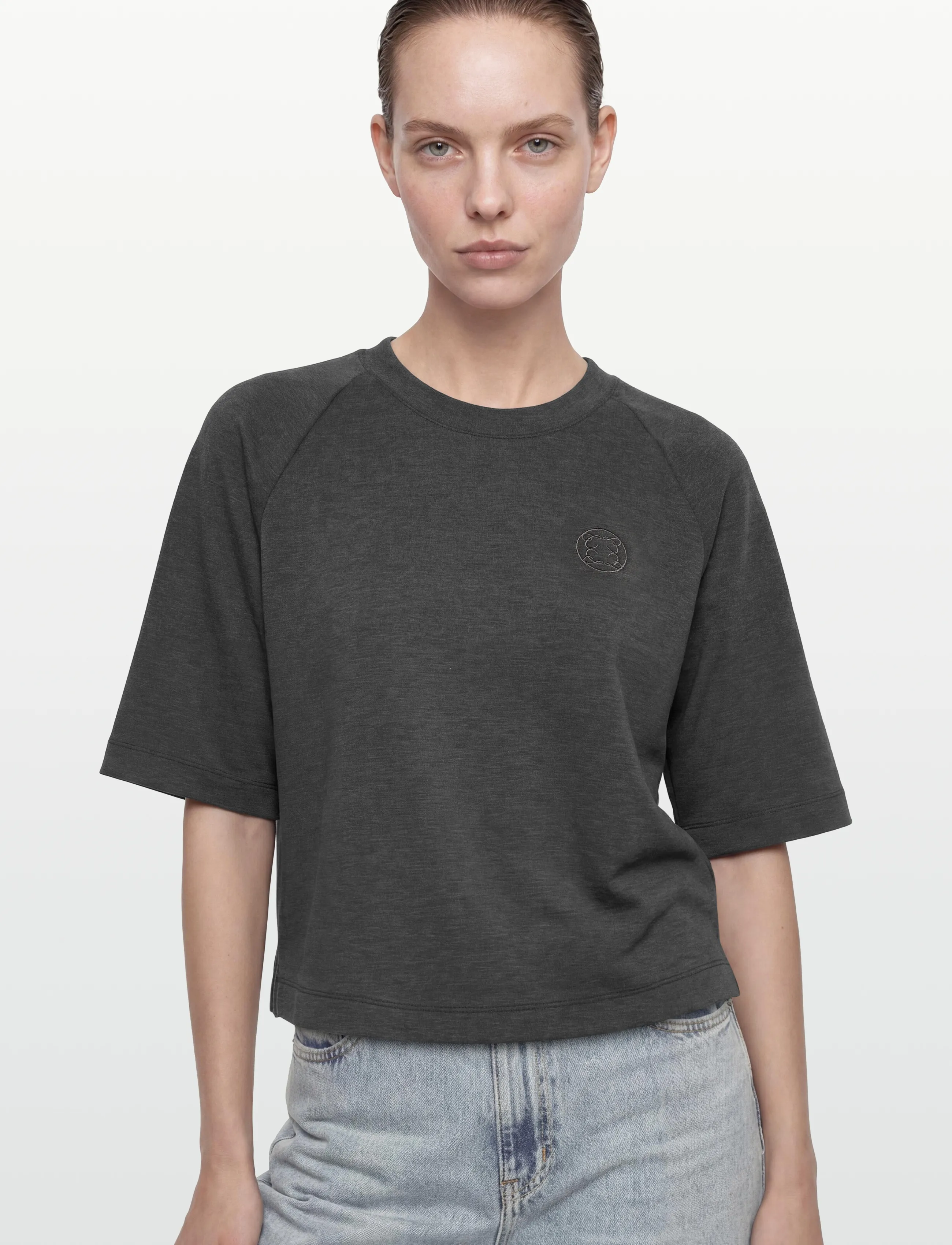 Claire Woman - CWAnnemarie - t-shirts - dark grey melange - 3