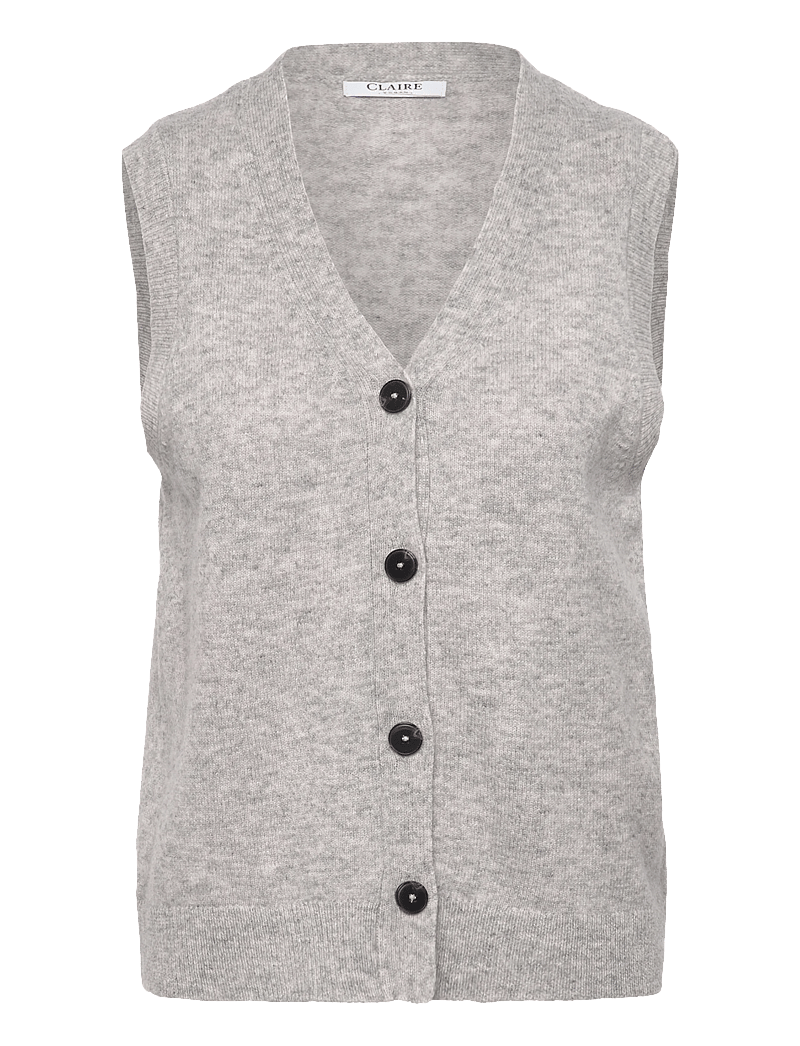 Claire Woman - CWEllie - kamizelki z dzianiny - soft grey melange - 1
