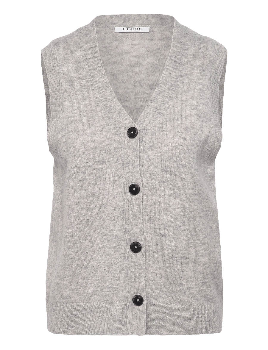 Claire Woman - CWEllie - stickade västar - soft grey melange - 1