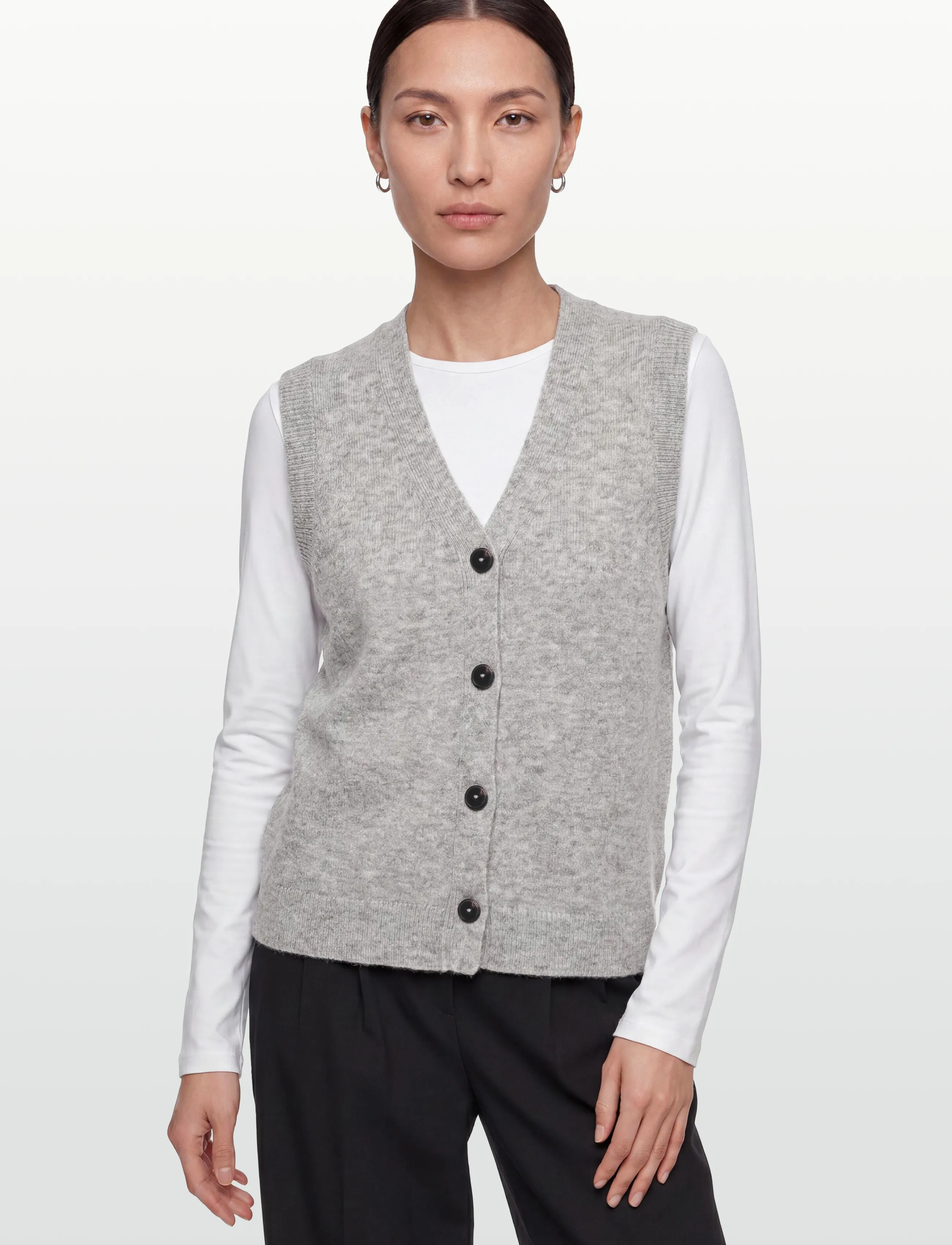 Claire Woman - CWEllie - stickade västar - soft grey melange - 3