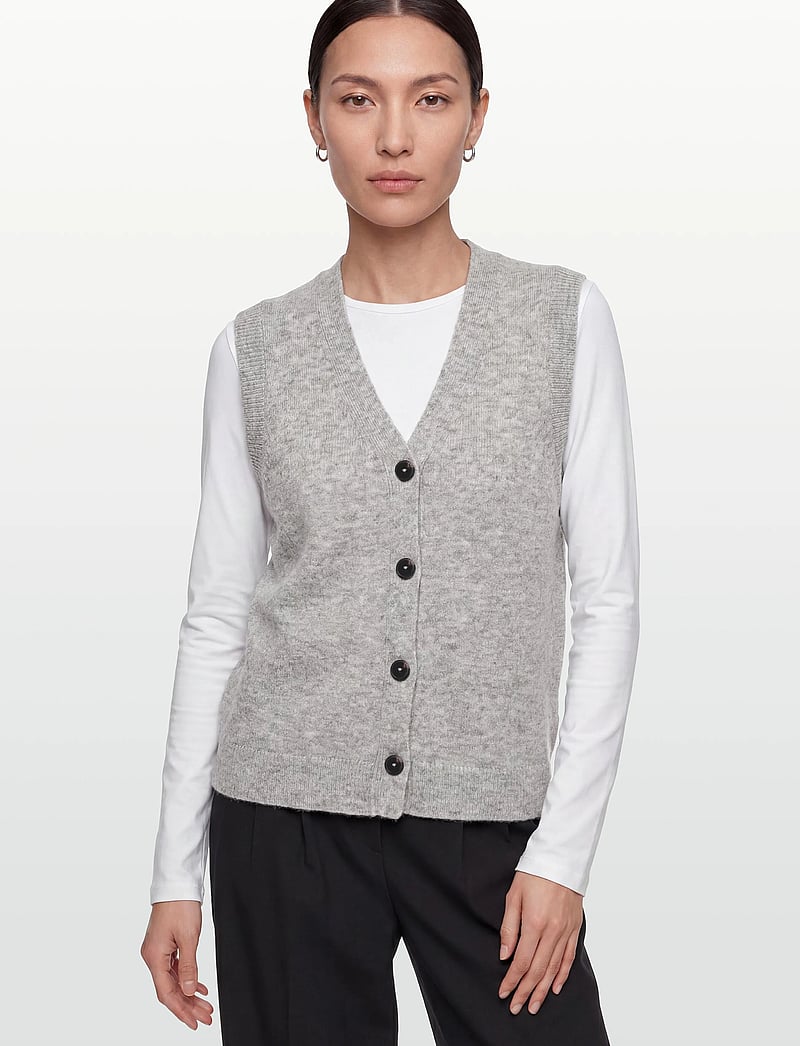 Claire Woman - CWEllie - kamizelki z dzianiny - soft grey melange - 3