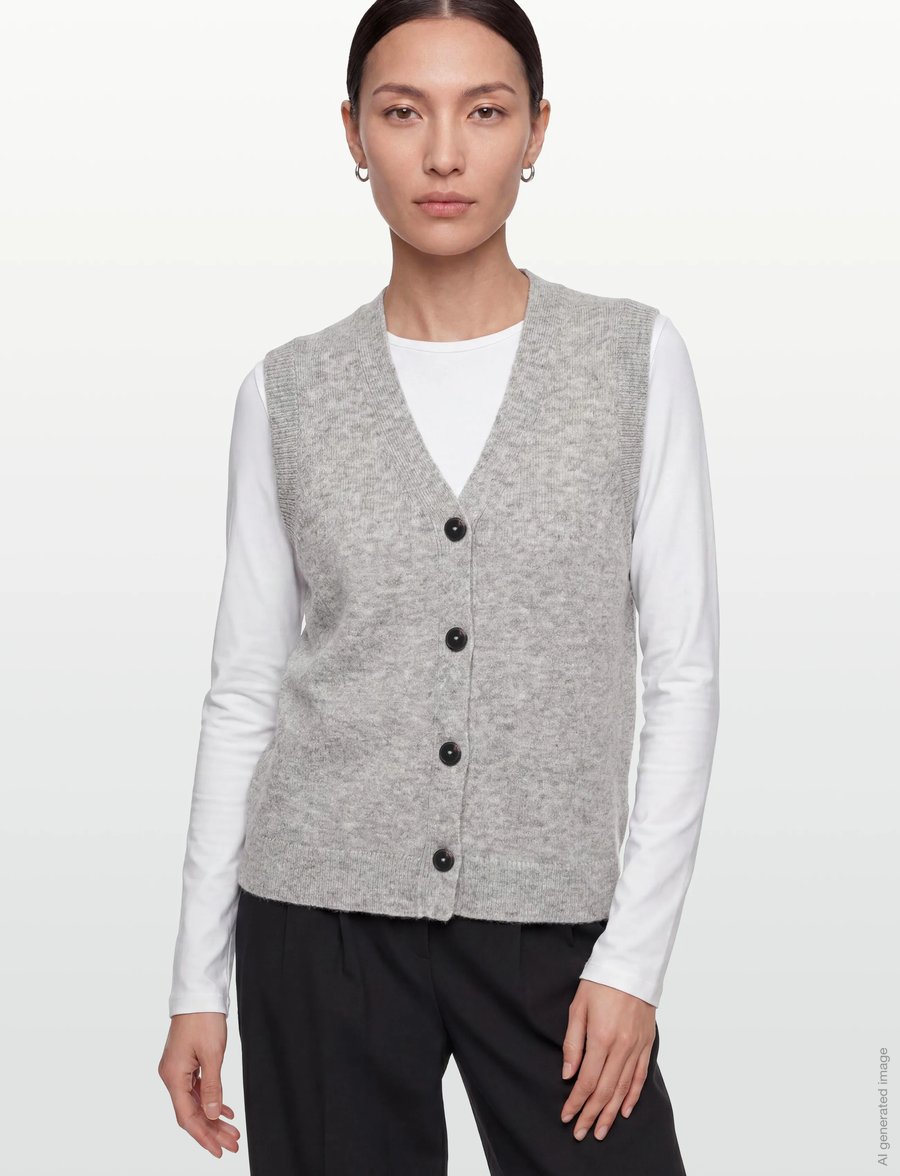 Claire Woman - CWEllie - stickade västar - soft grey melange - 3