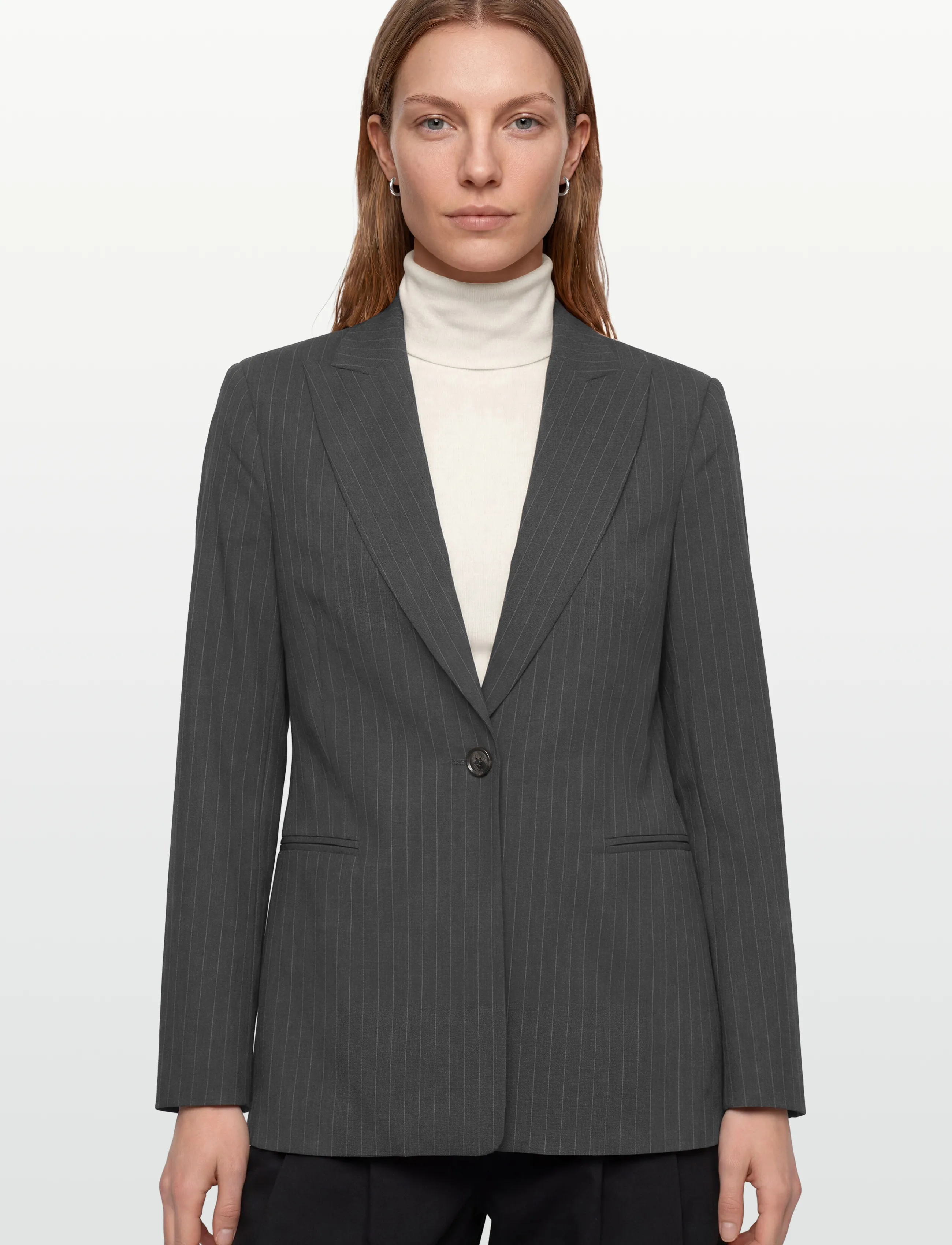 Claire Woman - Cwelody - enkelknäppta kavajer - dark grey melange - 3