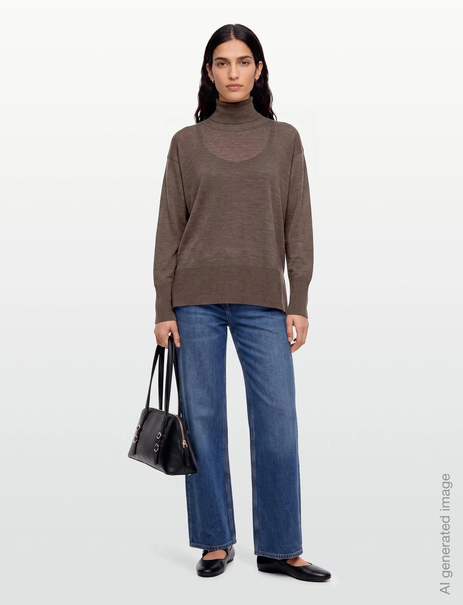 Claire Woman - CWPaola - rollkragenpullover - cacao melange - 0