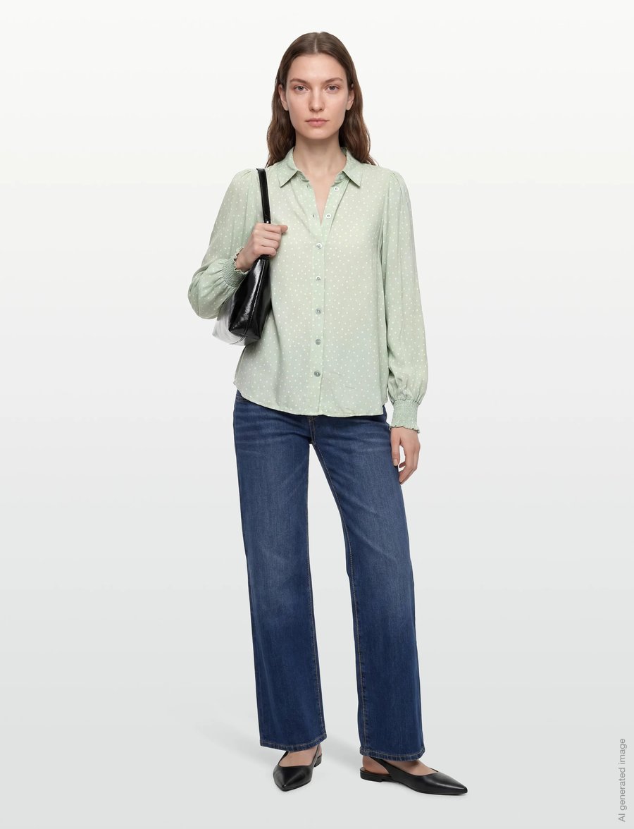 Claire Woman - Cwrhona - long sleeved blouses - pale aqua - 0