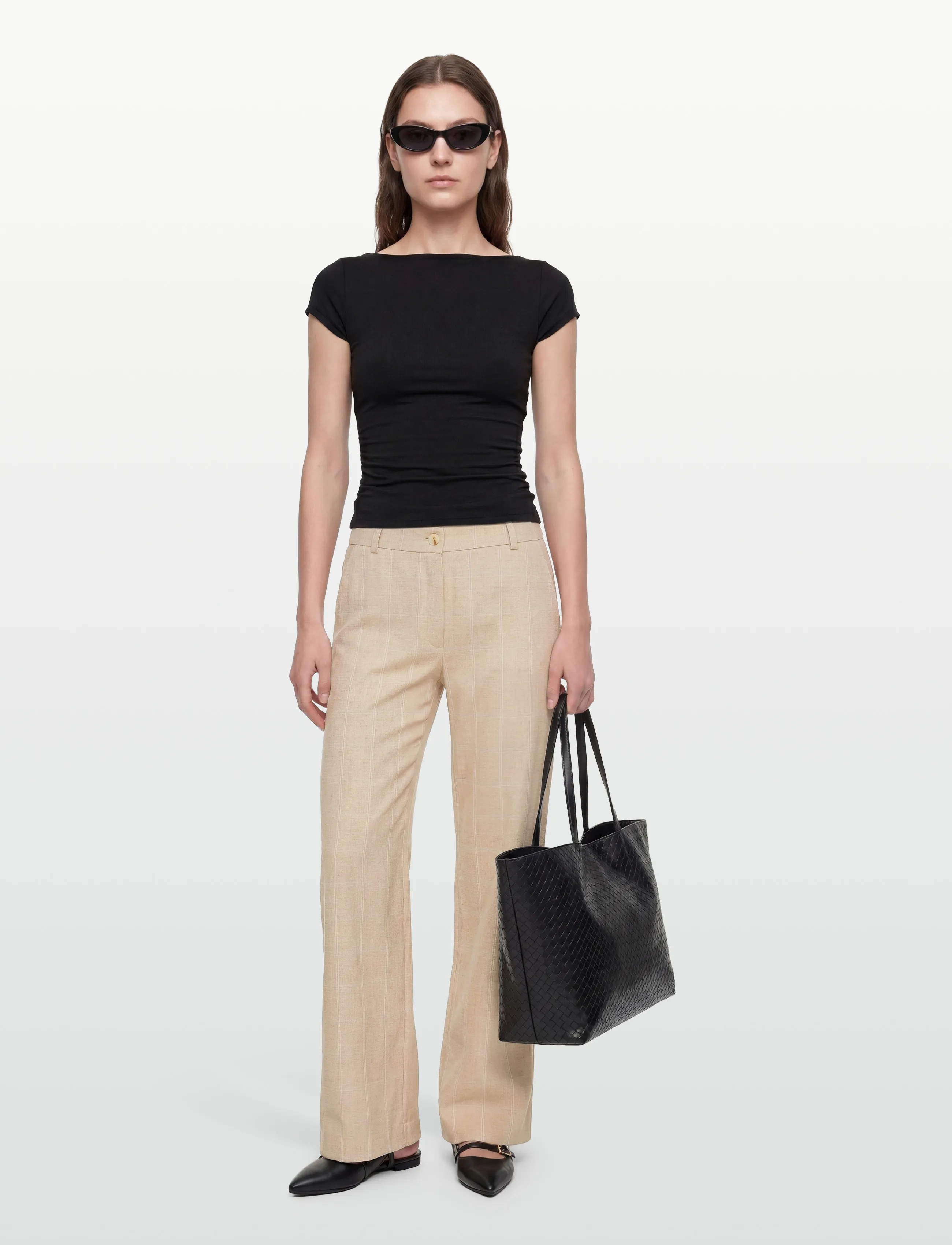 Claire Woman Cwtarita, 40, Trousers, Creme - Wide Leg, Frauen