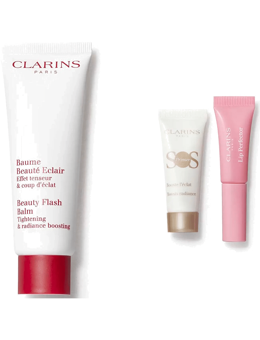 Clarins - Instant Beauty BF balm 50ml/SOS white 10ml/Lip perfector 21 mini 5ml 65 ml - gåvoset - clear - 1