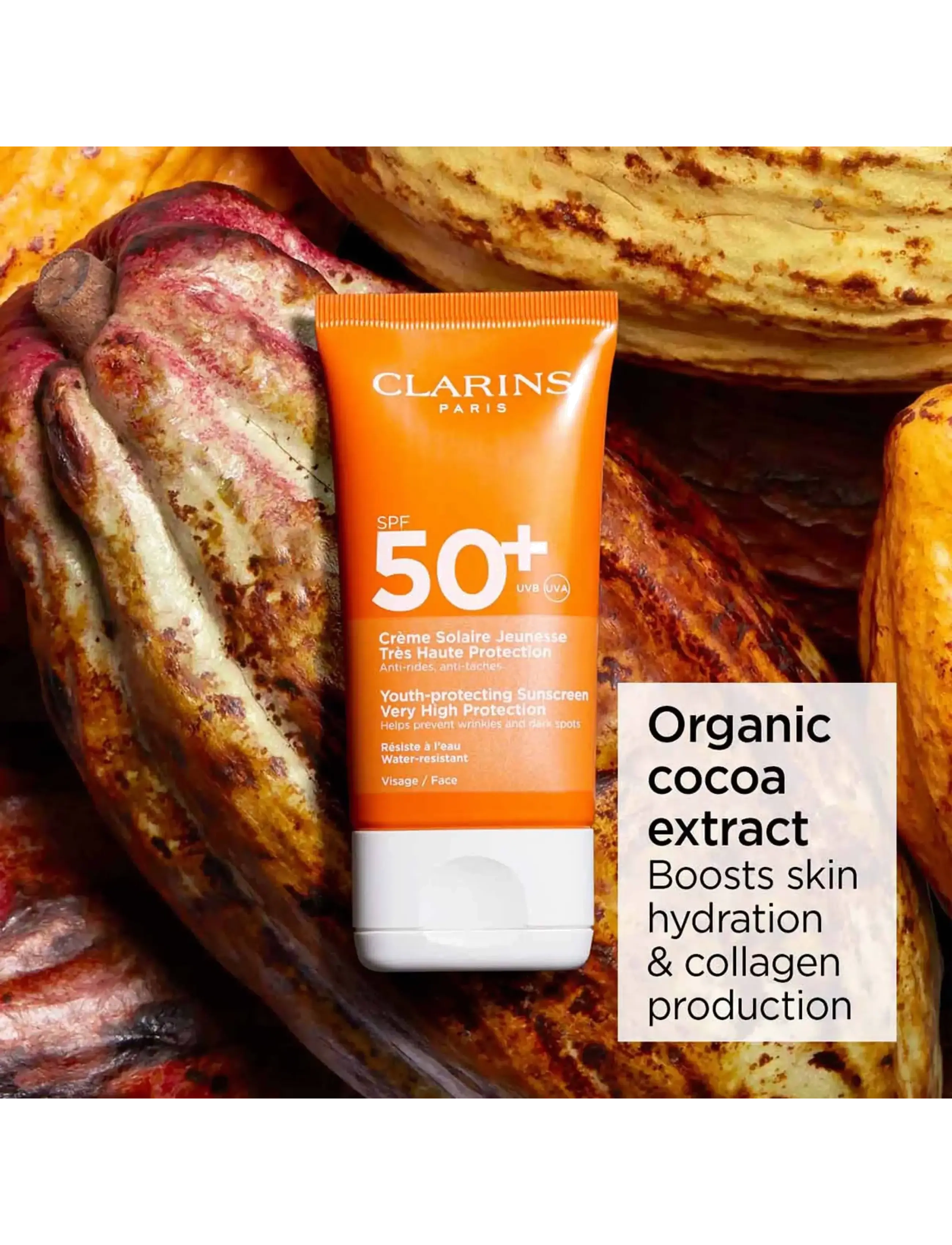 Clarins - Sun Face Dry touch sun care cream spf 50+ 50 ml - til ansigtet - clear - 2