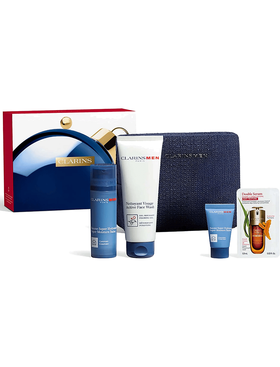 Clarins - Clarinsmen Hydration S.moist balm 50ml/Active FW 125ml/S.moist balm 12ml/DS 9 lig 187.9 ml - miehille - clear - 0