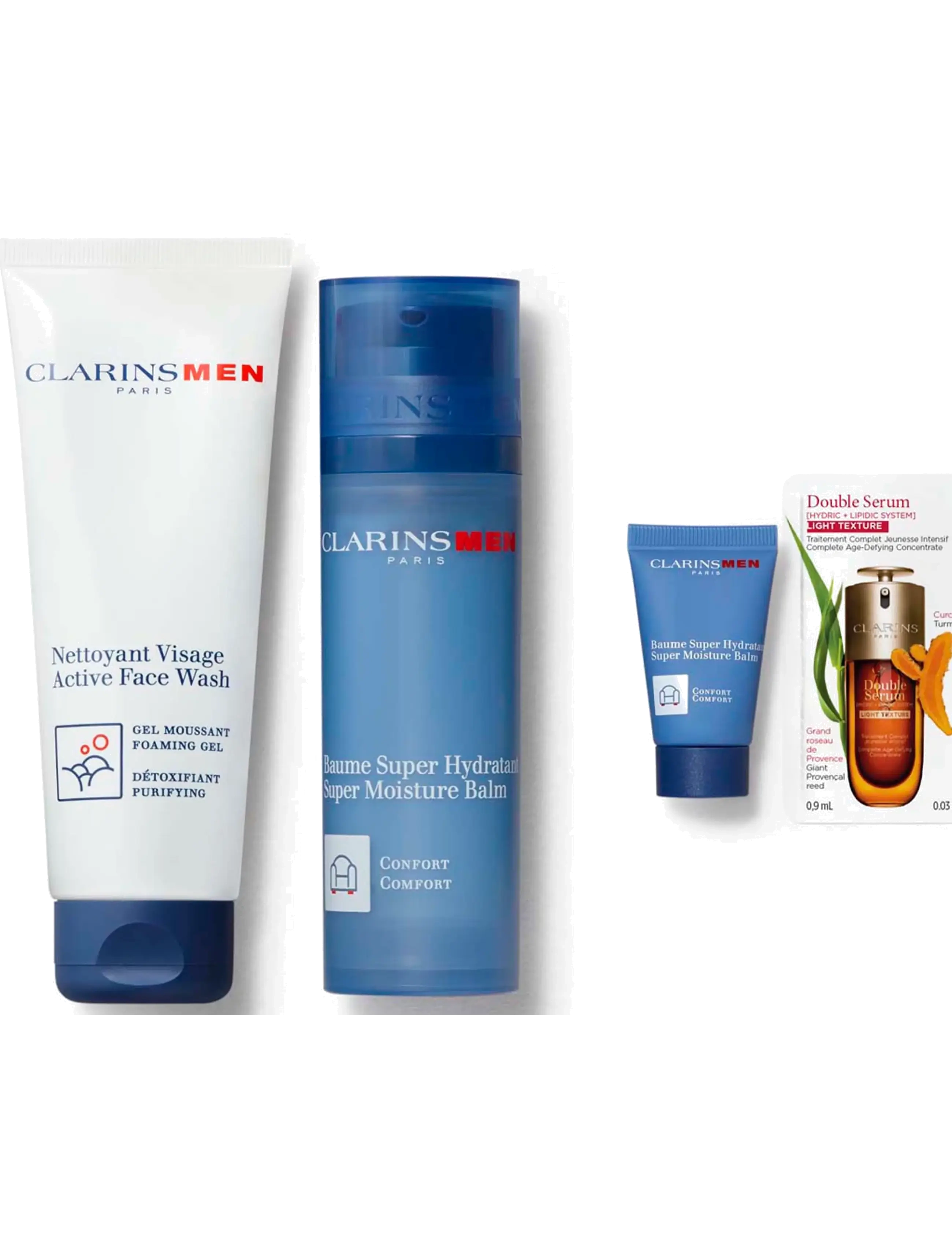 Clarins - Clarinsmen Hydration S.moist balm 50ml/Active FW 125ml/S.moist balm 12ml/DS 9 lig 187.9 ml - clear - 1