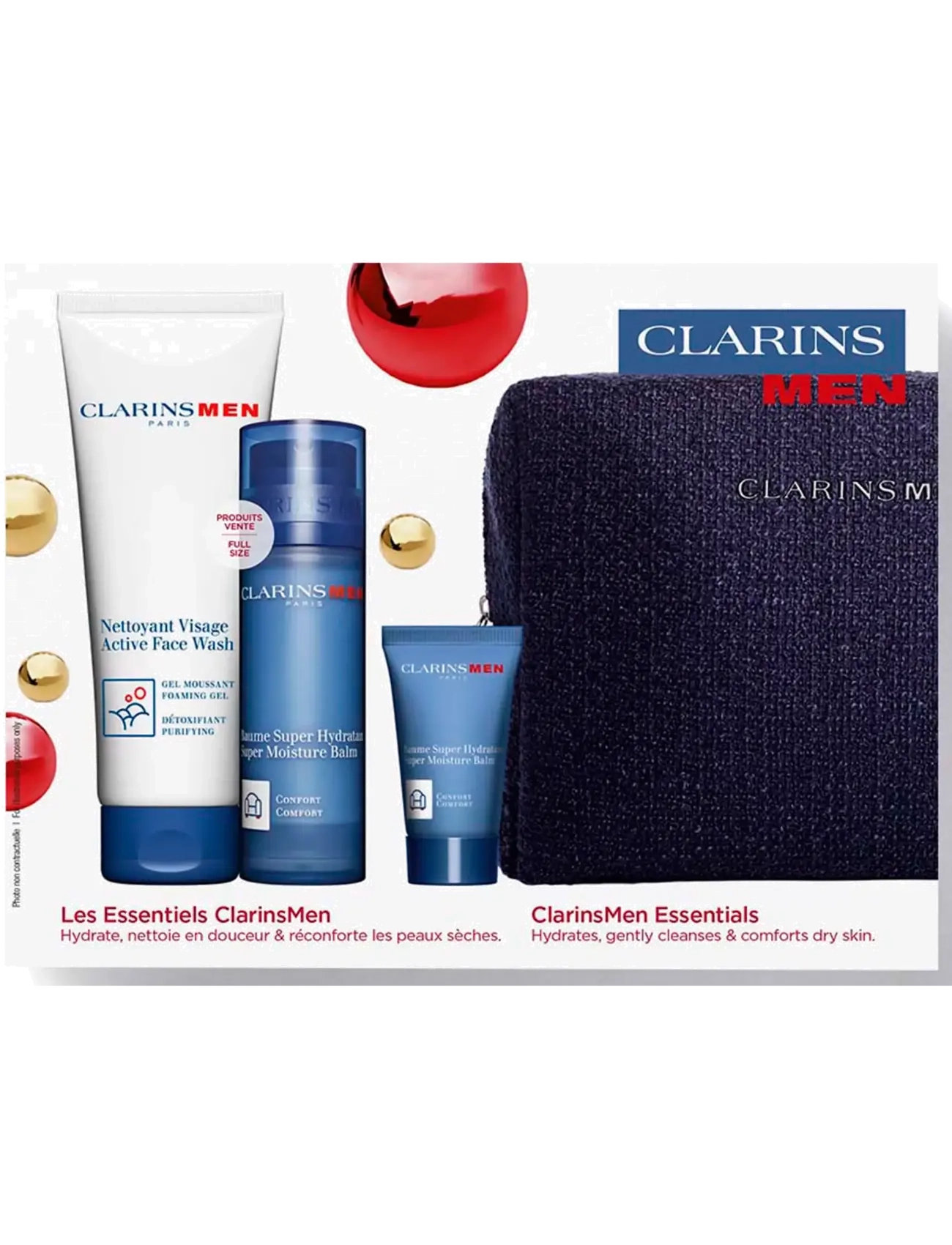 Clarins - Clarinsmen Hydration S.moist balm 50ml/Active FW 125ml/S.moist balm 12ml/DS 9 lig 187.9 ml - clear - 2