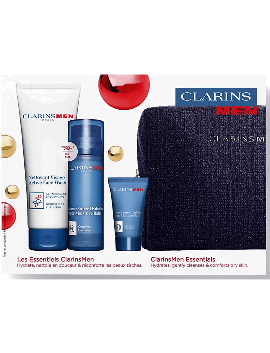 Clarins - Clarinsmen Hydration S.moist balm 50ml/Active FW 125ml/S.moist balm 12ml/DS 9 lig 187.9 ml - miehille - clear - 2