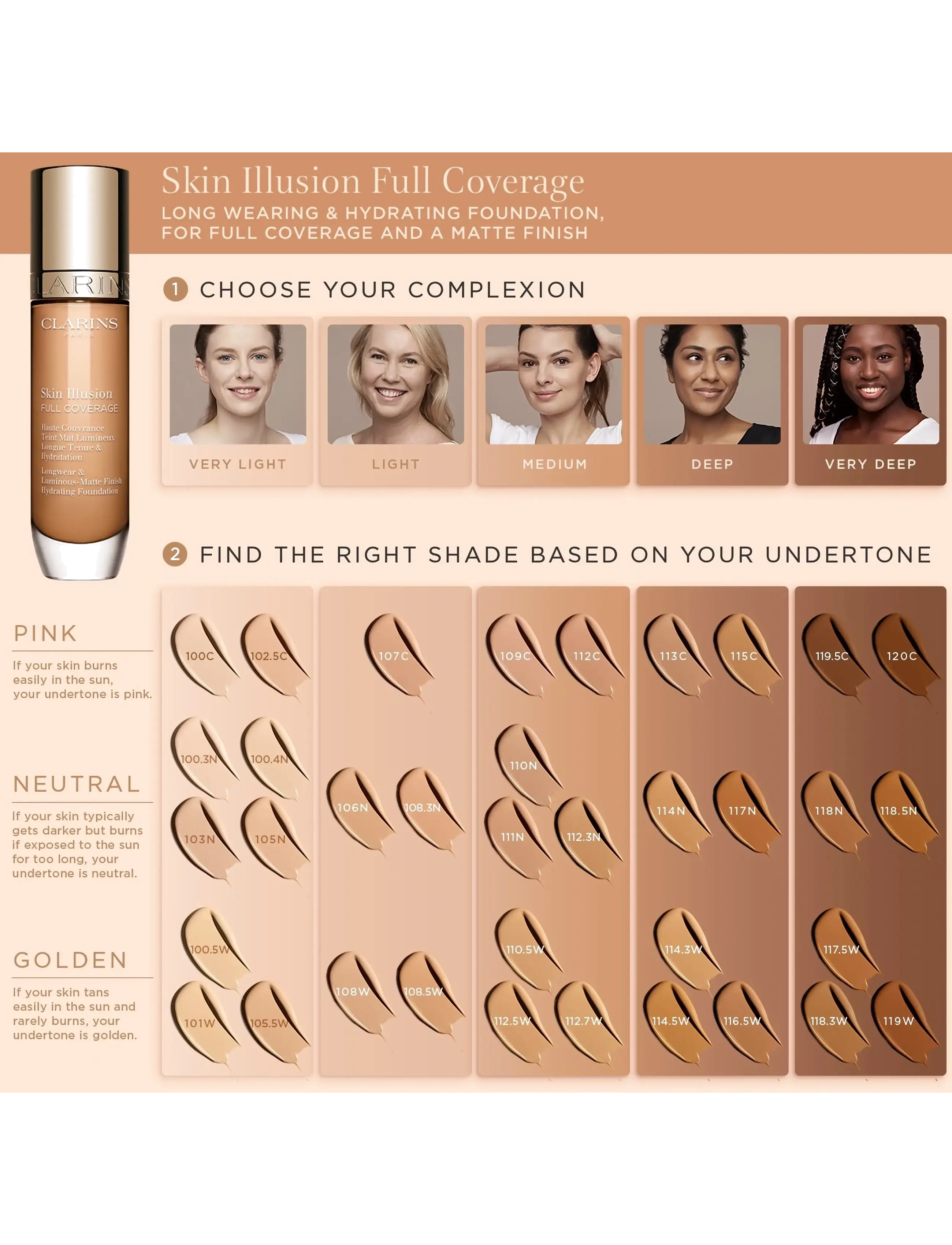 Clarins - Skin Illusion Full Coverage Foundation 101W 30 ml - makeup - 101w - 3