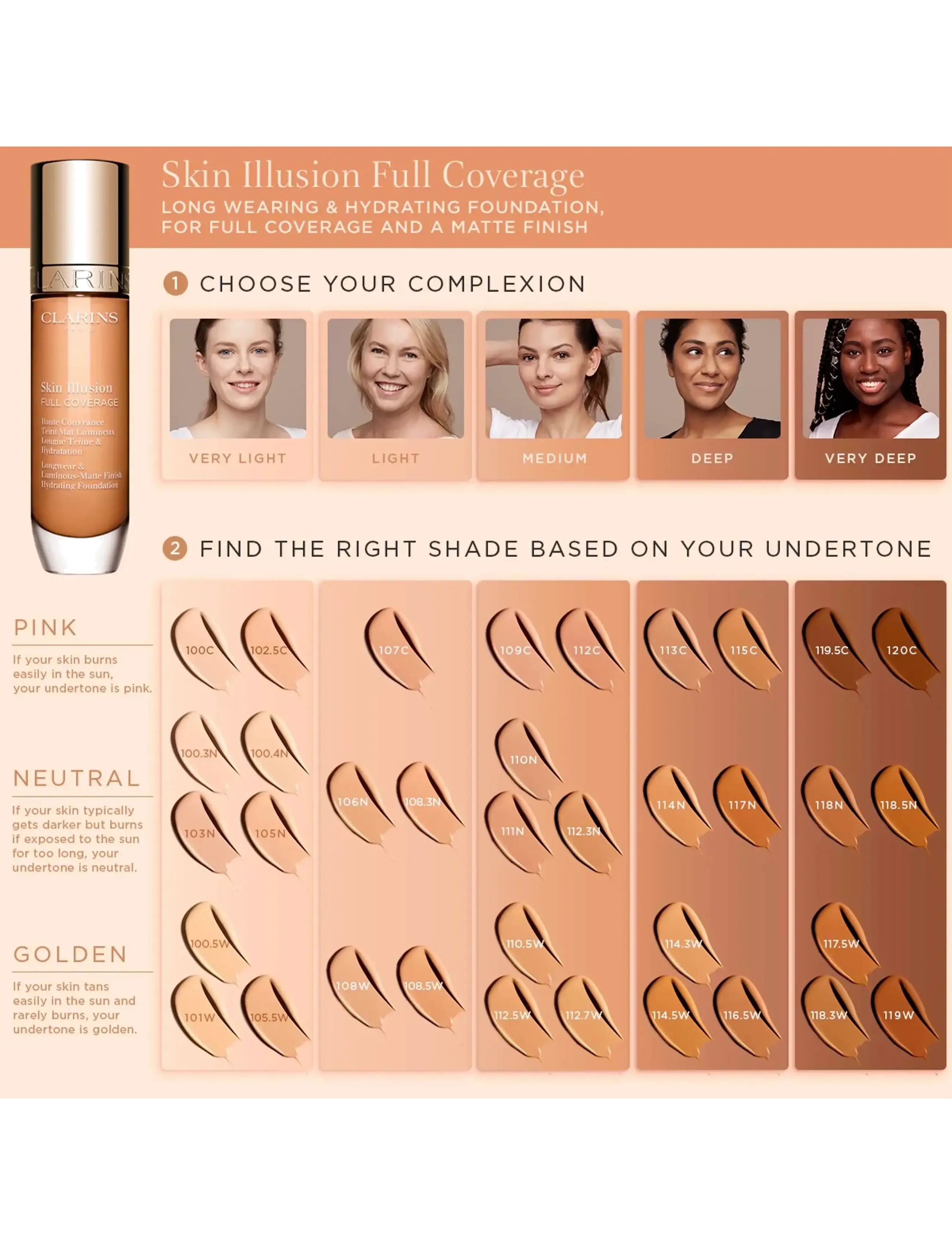 Clarins - Skin Illusion Full Coverage Foundation 119.5C 30 ml - makeup - clear - 4