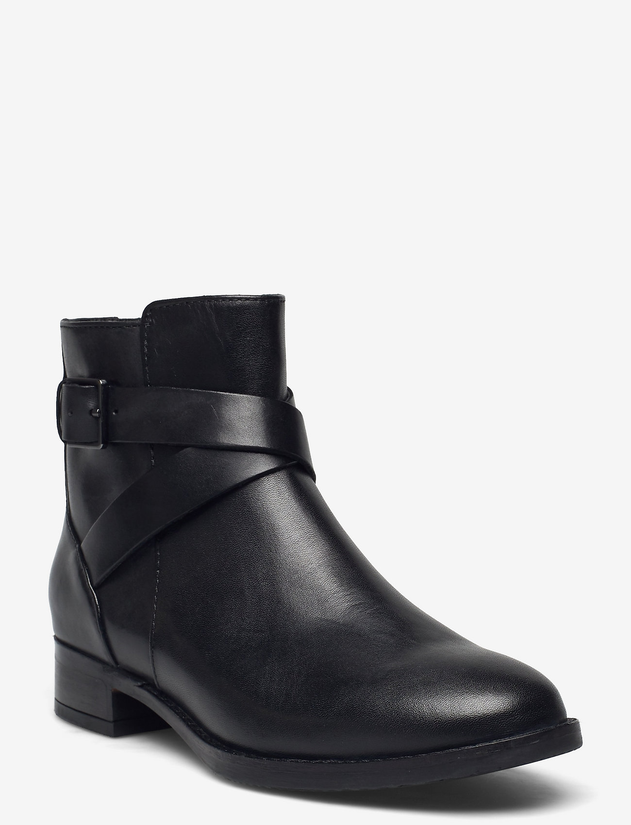 Clarks - Hamble Buckle - flat ankle boots - black leather - 0