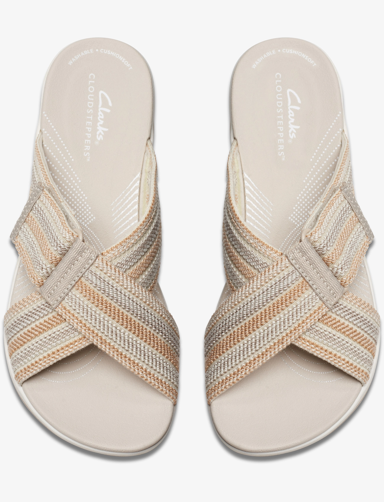 Clarks - Arla Wave D - płaskie sandały - beige combi - 3