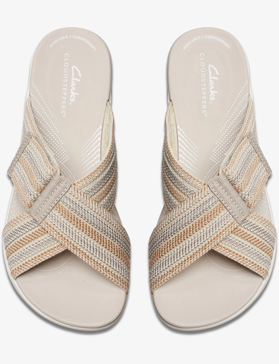 Clarks - Arla Wave D - płaskie sandały - beige combi - 3