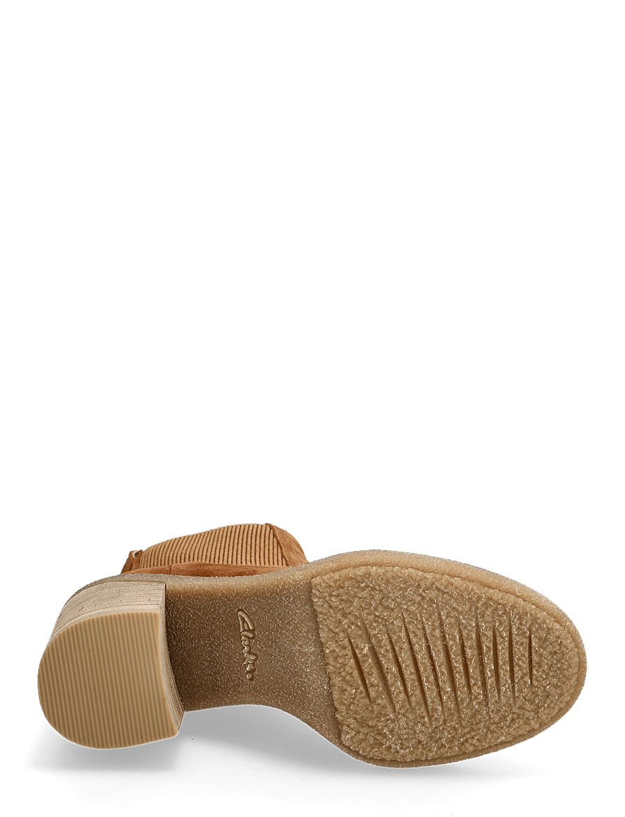 Clarks - Cassiano Top D - heeled ankle boots - mid tan sde - 4