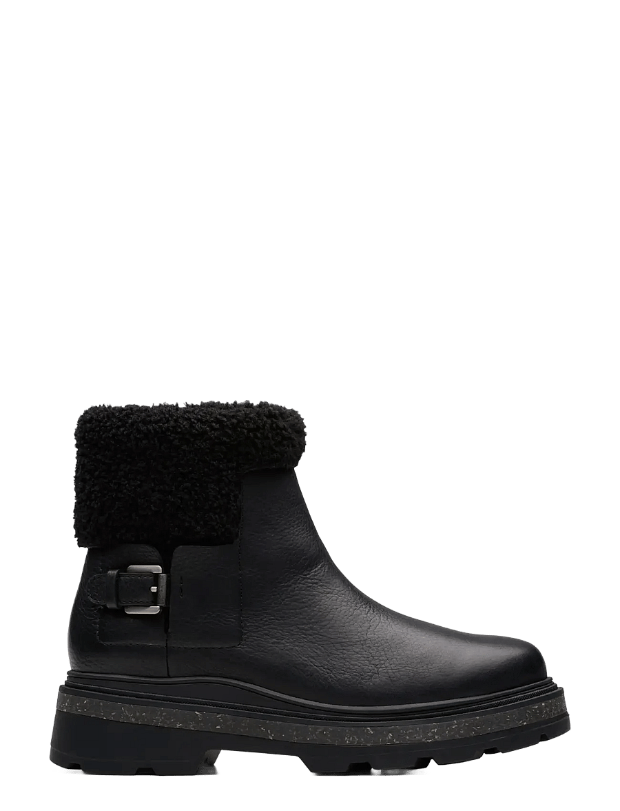 Clarks - HencroftMadiWP D - platte enkellaarsjes - black leather - 0