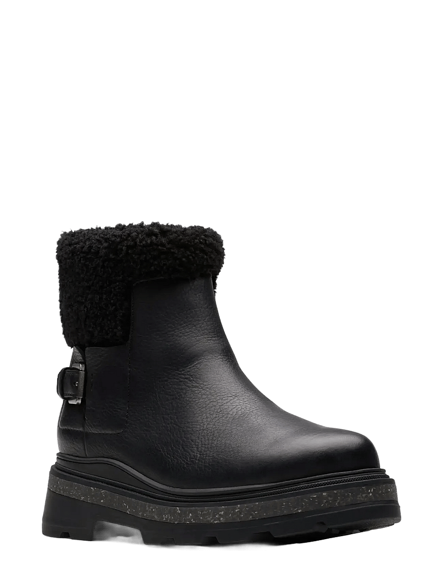 Clarks - HencroftMadiWP D - platte enkellaarsjes - black leather - 1