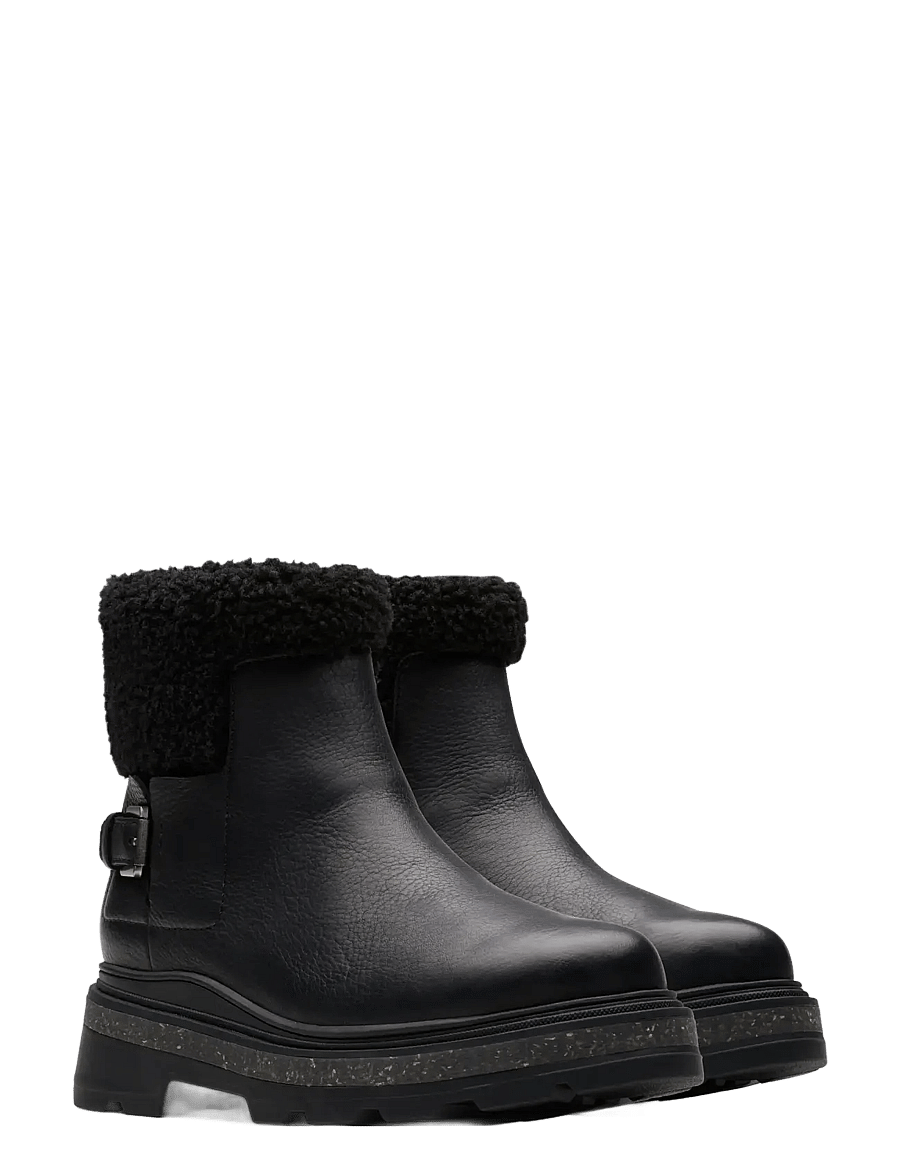Clarks - HencroftMadiWP D - platte enkellaarsjes - black leather - 5